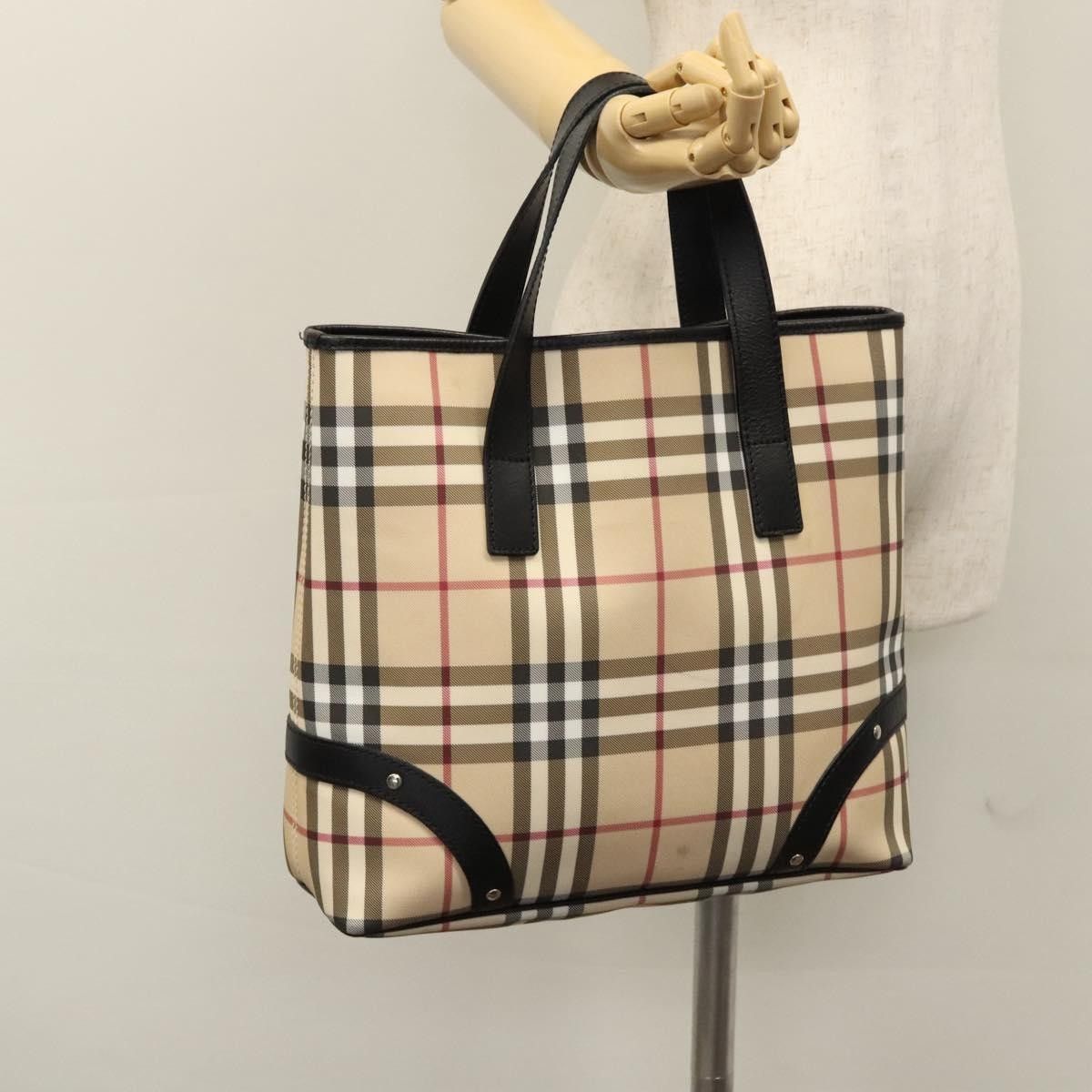 Burberry Burberry Vintage Open Tote Coated Canvas with Studded Leather Size ONE SIZE - 13 Thumbnail