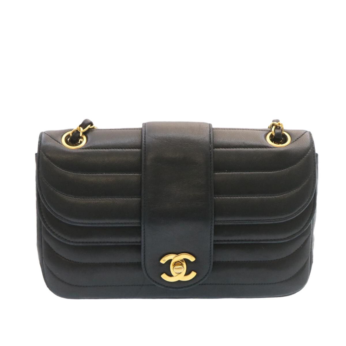 Chanel Vintage CC Flap Bag Horizontal Quilted Lambskin