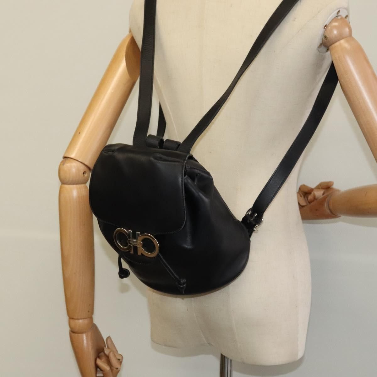 Salvatore Ferragamo Salvatore Ferragamo Gancini Flap Drawstring Backpack Leather Size ONE SIZE - 14 Thumbnail