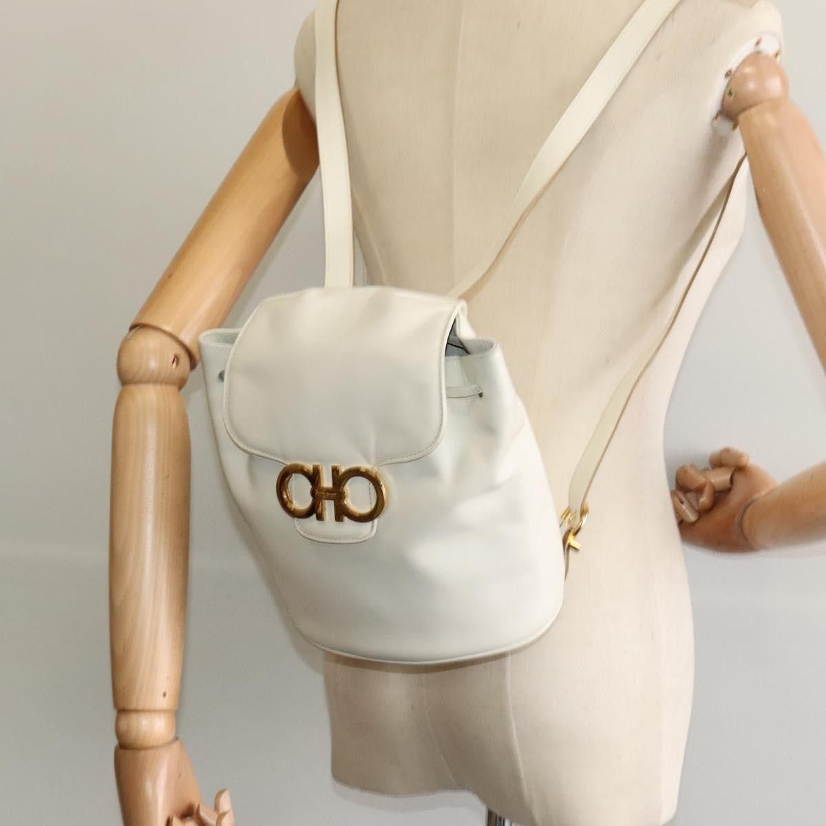 Salvatore Ferragamo Salvatore Ferragamo Gancini Flap Drawstring Backpack Leather Size ONE SIZE - 14 Thumbnail