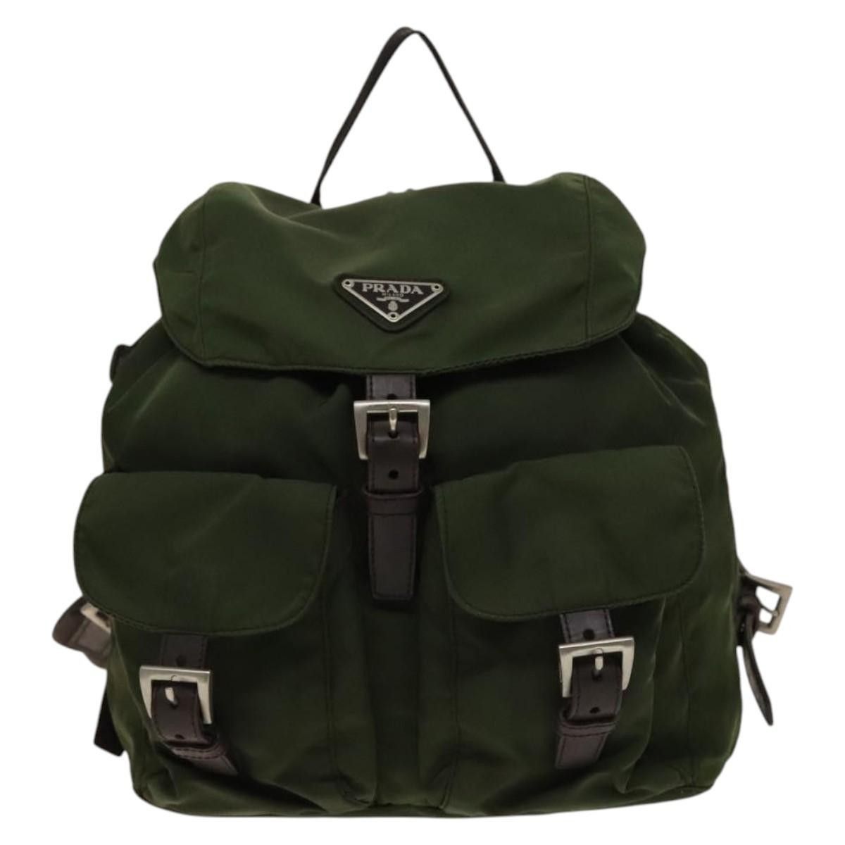 Prada Prada Vela Double Front Pocket Backpack Tessuto with Saffiano Leather Size ONE SIZE - 18 Thumbnail