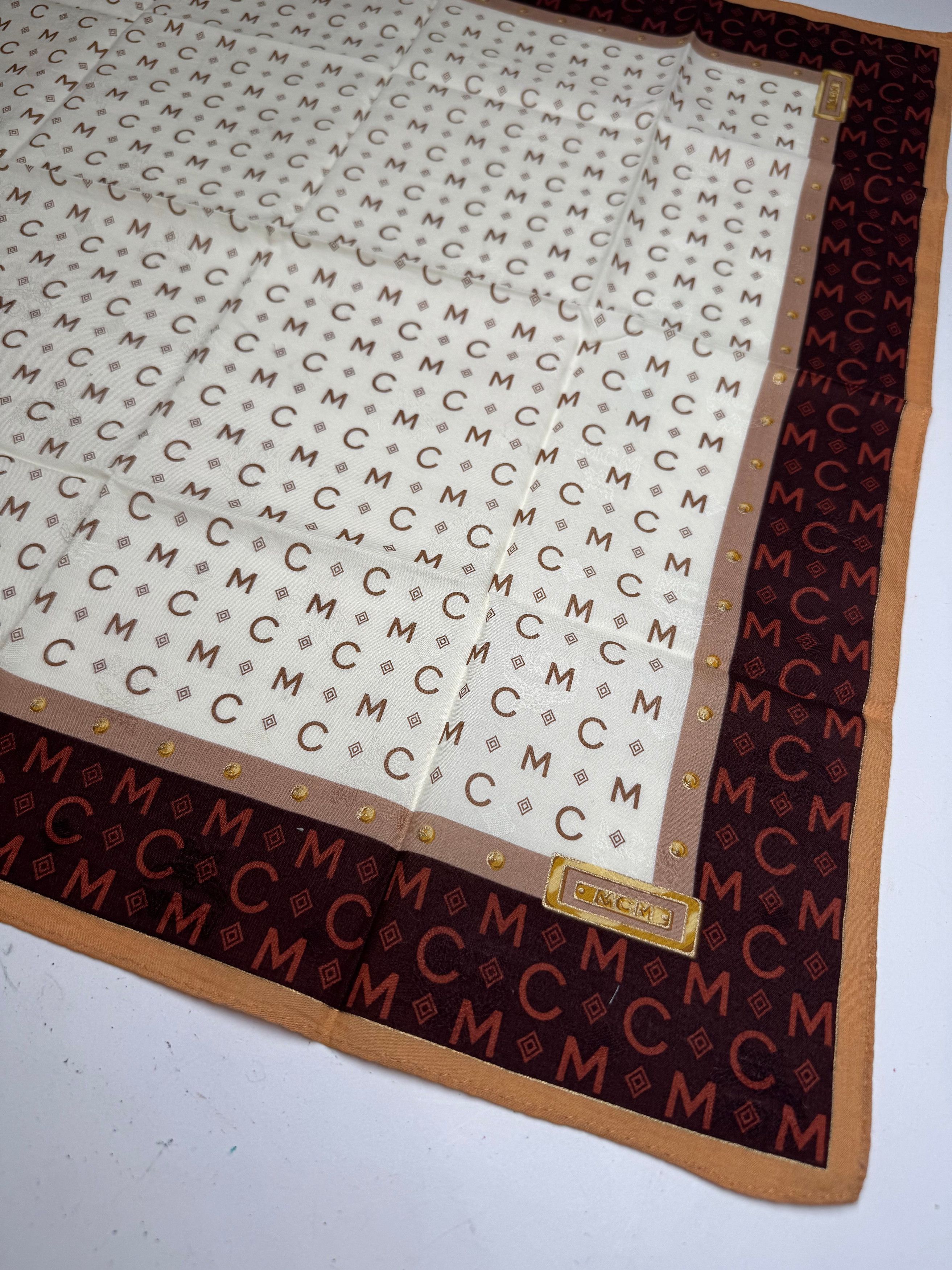 MCM Vintage Monogram Scarf Beige Brown Size ONE SIZE - 4 Thumbnail