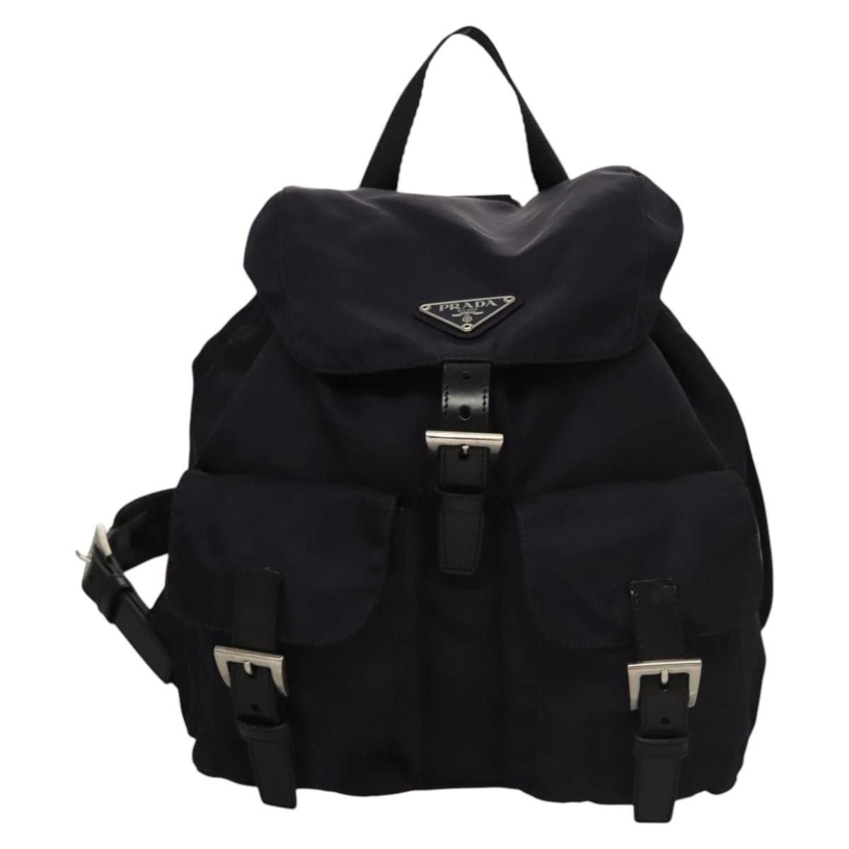 Prada Prada Vela Double Front Pocket Backpack Tessuto with Saffiano Leather Size ONE SIZE - 17 Thumbnail