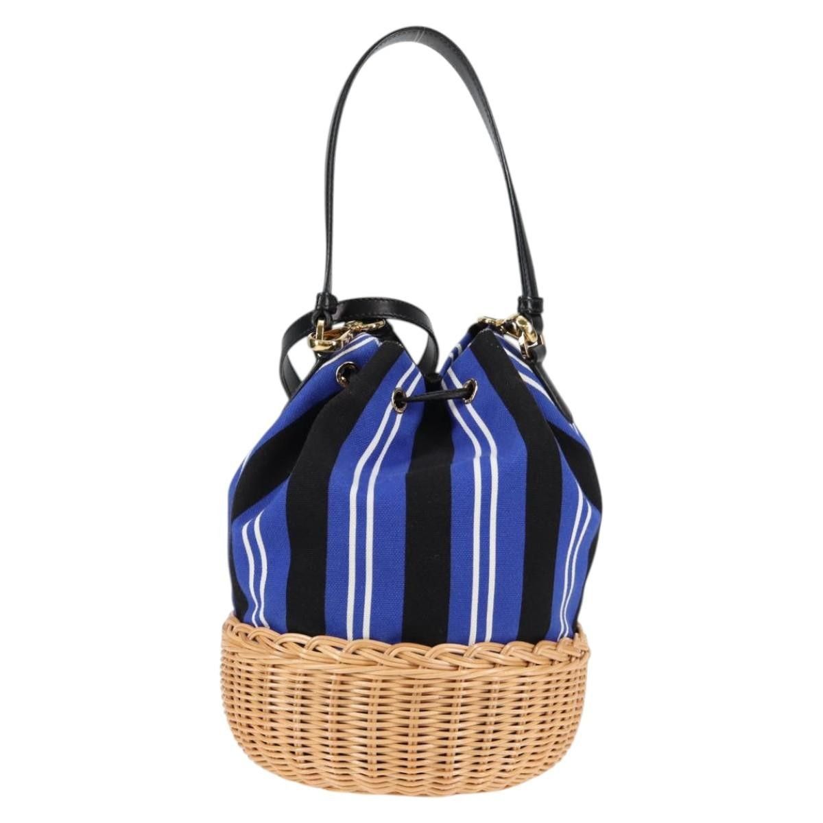 Prada Prada Drawstring Bucket Bag Canvas and Wicker Size ONE SIZE - 2 Thumbnail