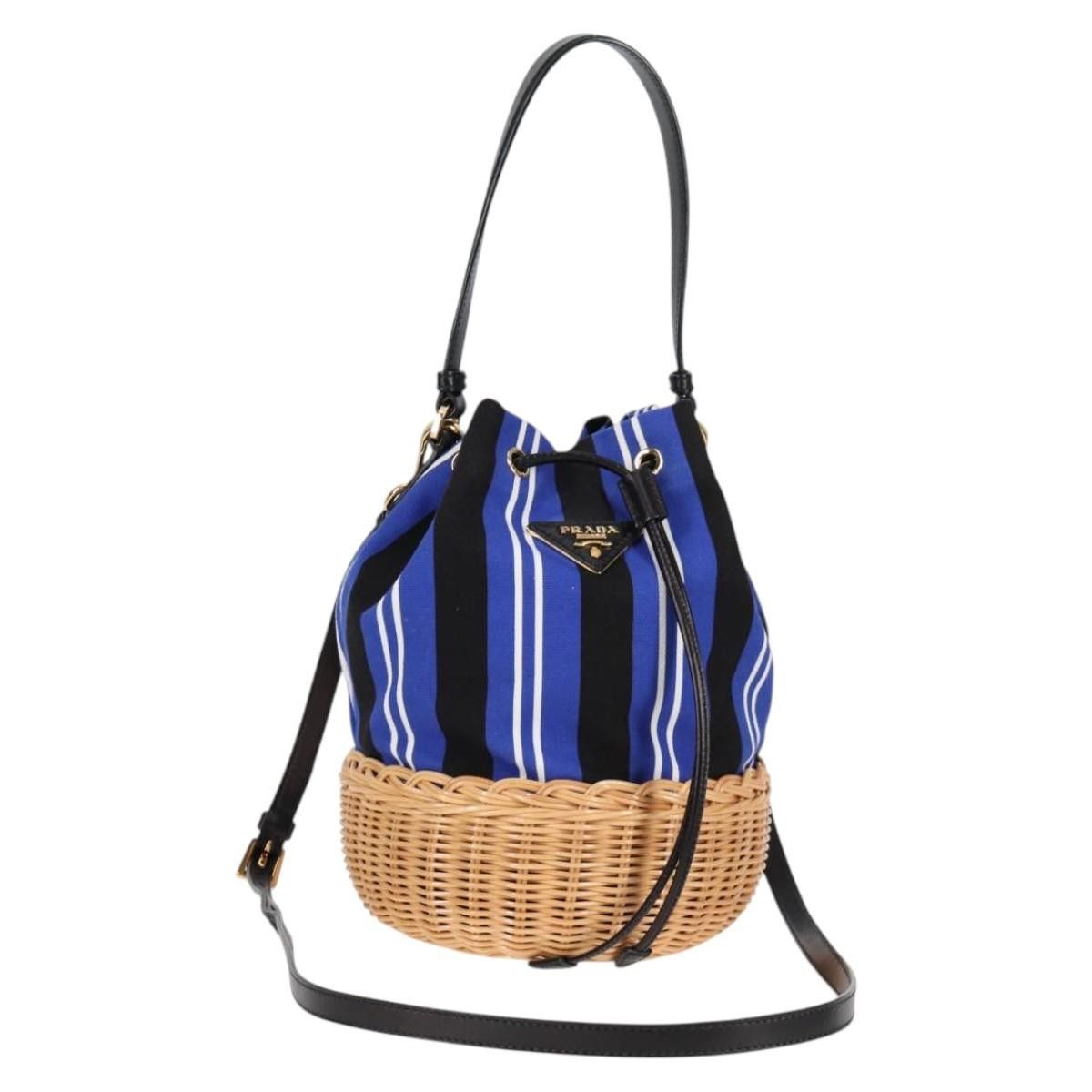 Prada Prada Drawstring Bucket Bag Canvas and Wicker Size ONE SIZE - 20 Thumbnail