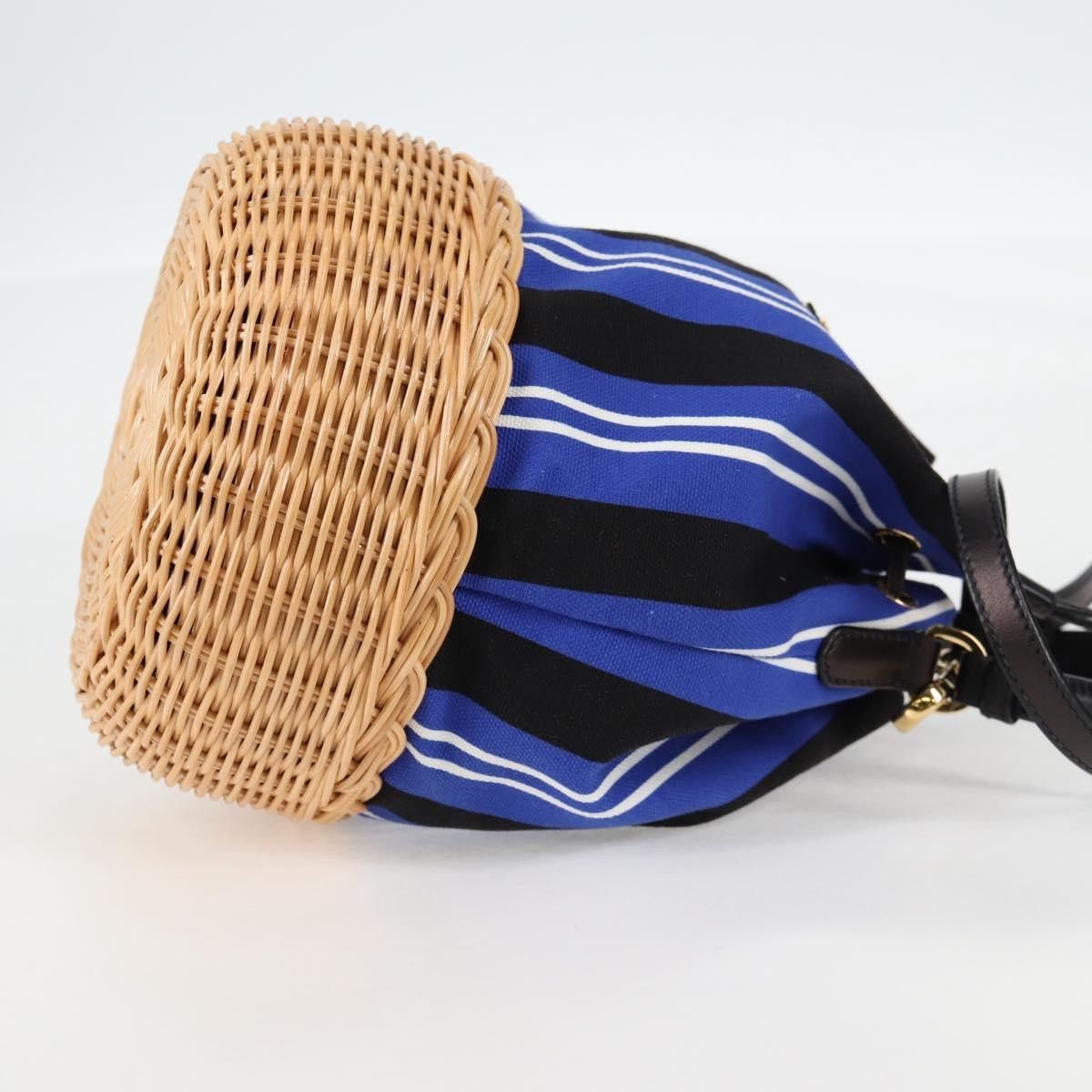 Prada Prada Drawstring Bucket Bag Canvas and Wicker Size ONE SIZE - 4 Thumbnail