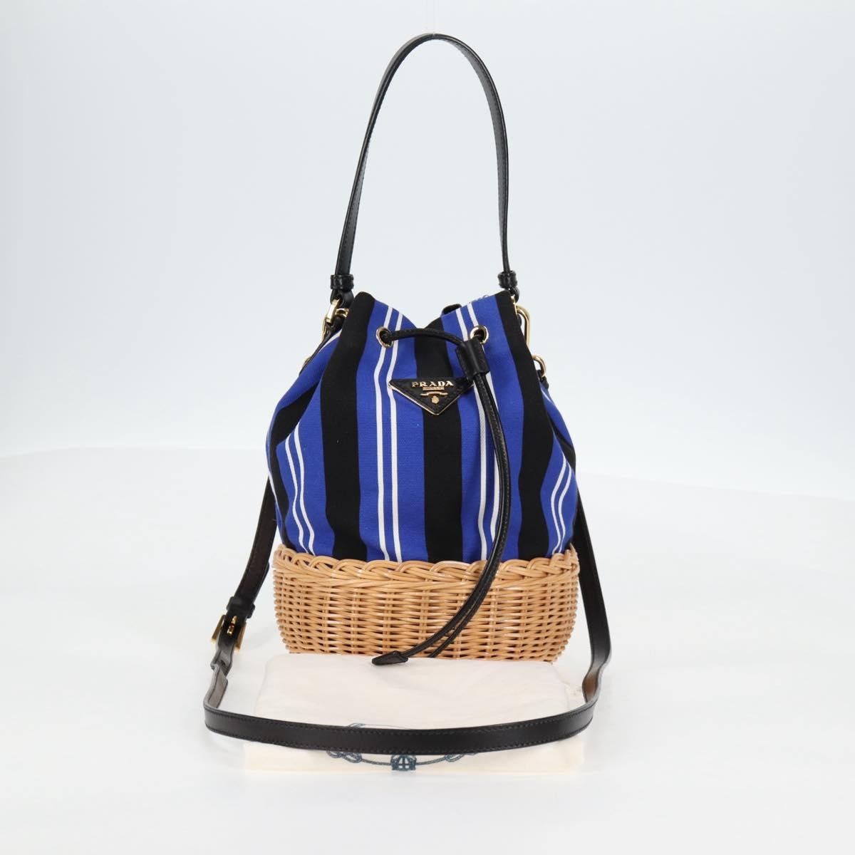 Prada Prada Drawstring Bucket Bag Canvas and Wicker Size ONE SIZE - 24 Thumbnail