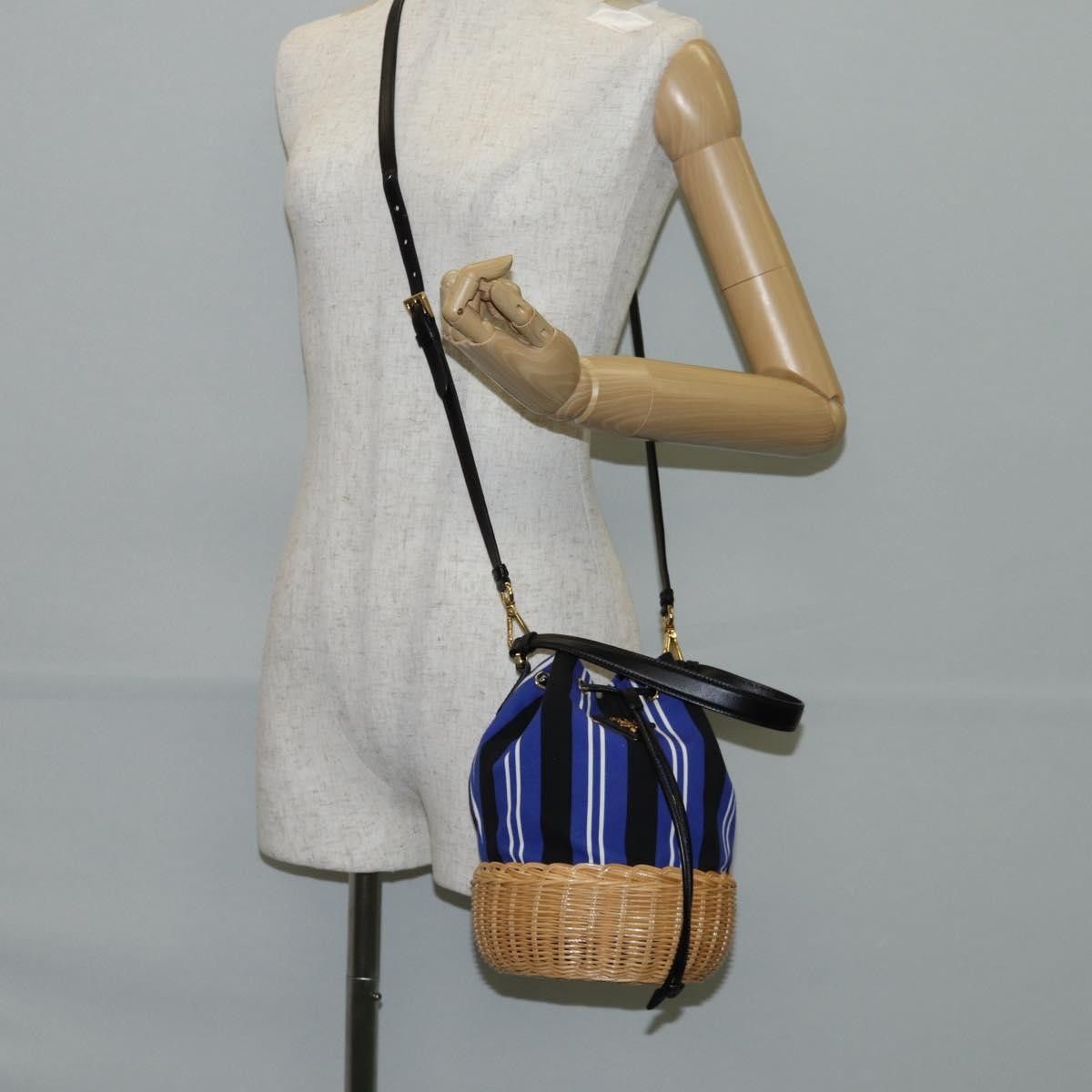 Prada Prada Drawstring Bucket Bag Canvas and Wicker Size ONE SIZE - 15 Thumbnail