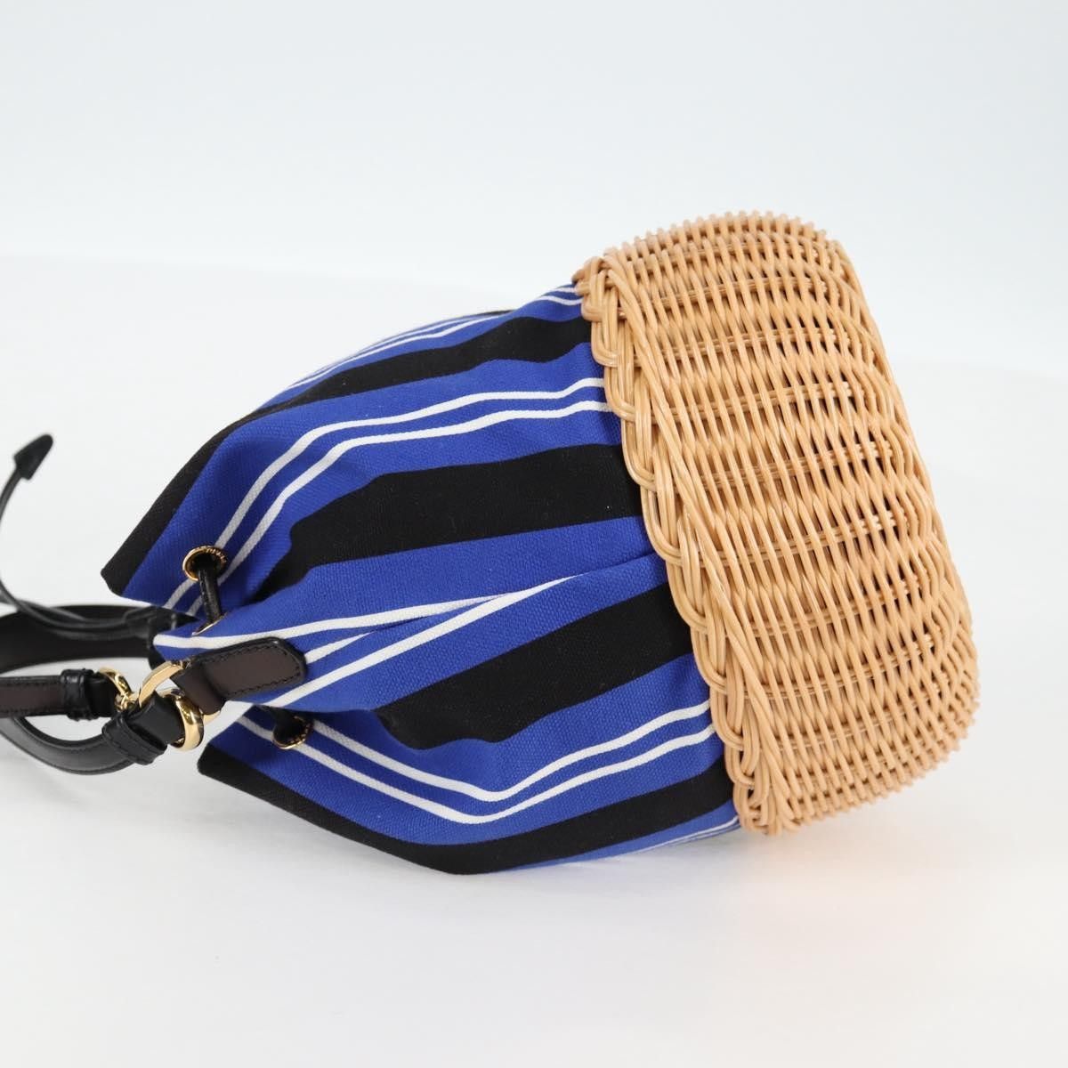 Prada Prada Drawstring Bucket Bag Canvas and Wicker Size ONE SIZE - 3 Thumbnail