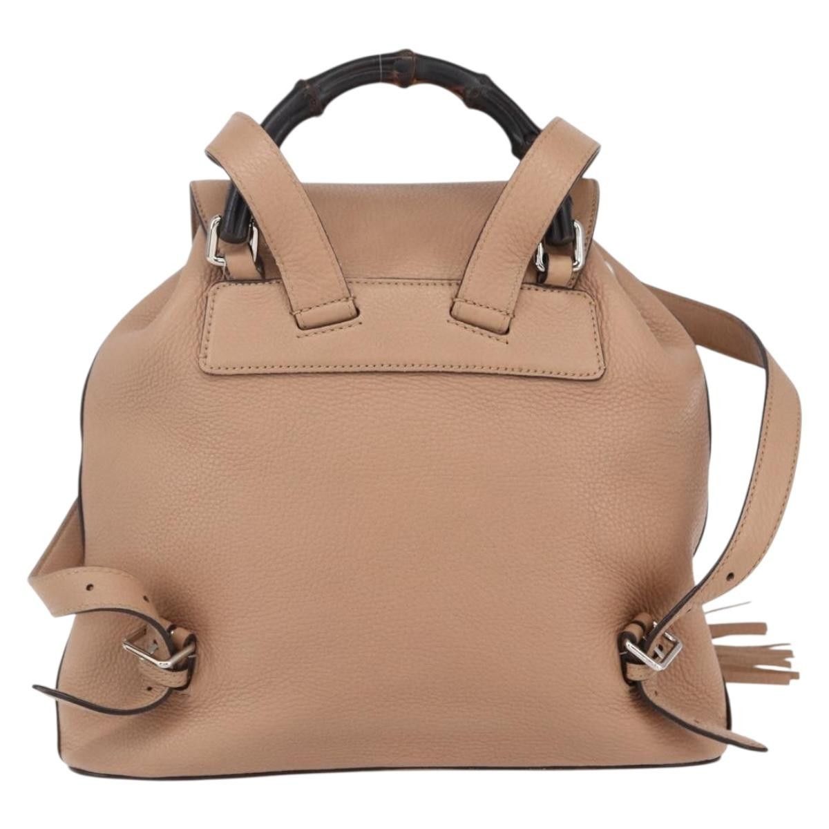 Gucci Gucci Vintage Bamboo Backpack Leather Size ONE SIZE - 2 Thumbnail