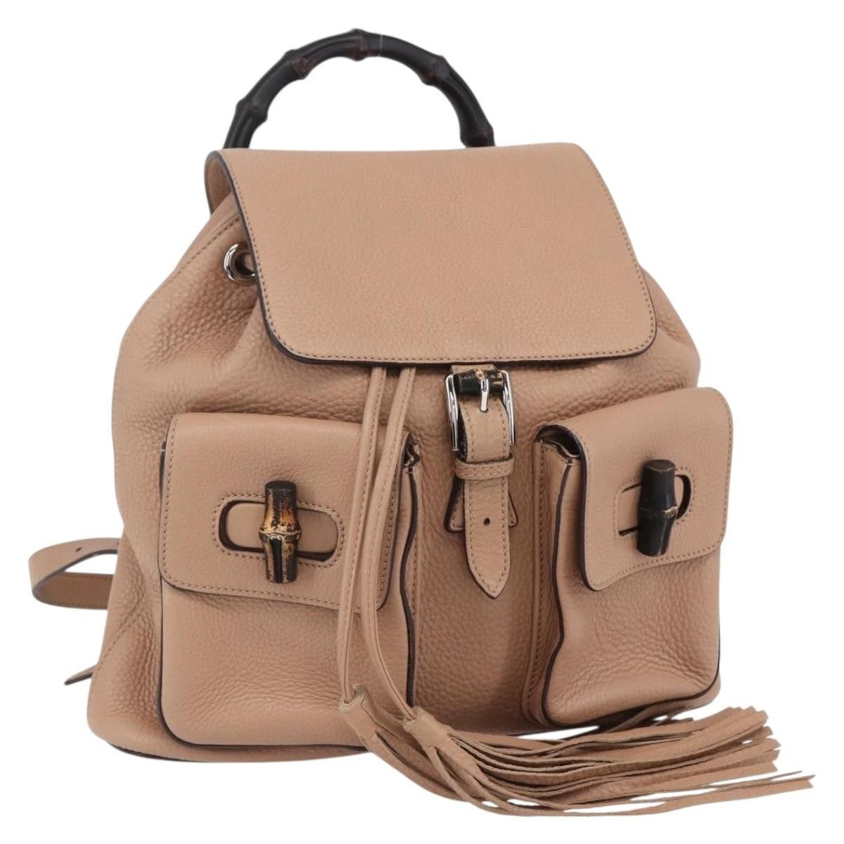 Gucci Gucci Vintage Bamboo Backpack Leather Size ONE SIZE - 19 Thumbnail