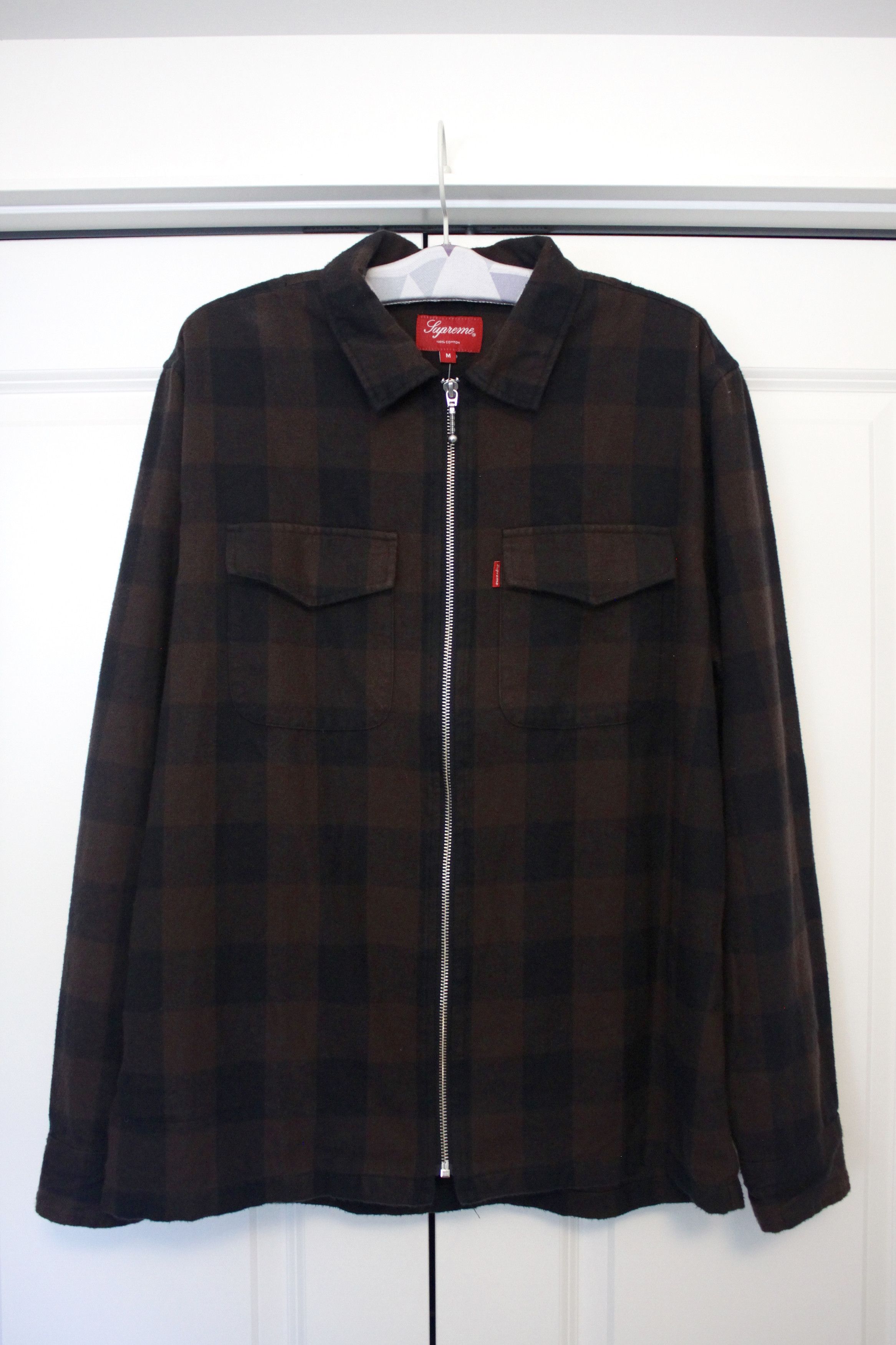 Supreme Supreme Buffalo Plaid Flannel Zip Shirt - brown/black (SS16) |  Grailed