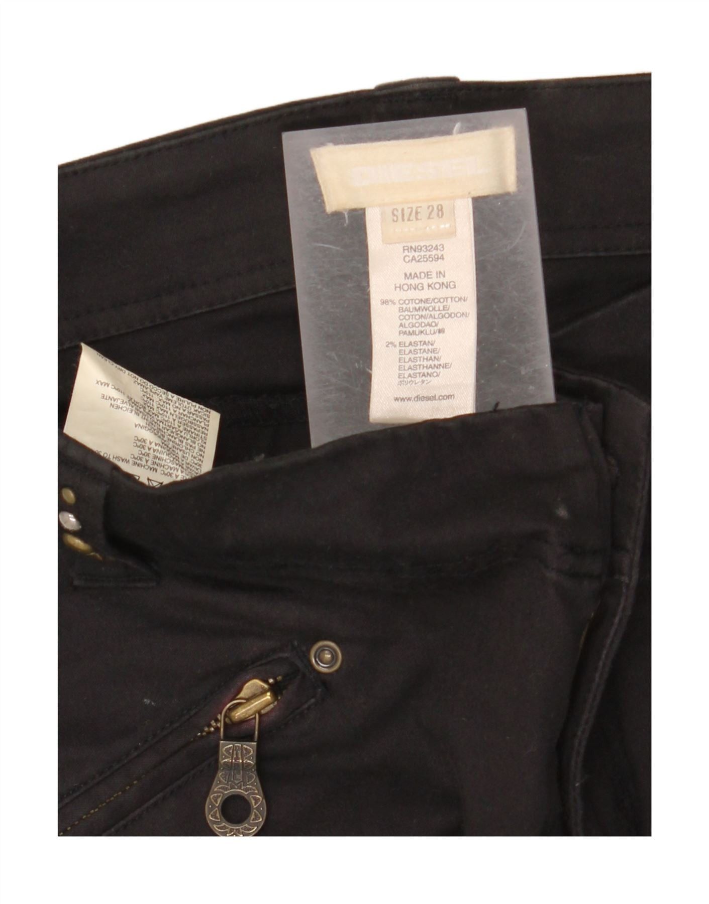 Diesel Womens Straight Casual Trousers W28 L31 Black Cotton Size 24" / US 00 / IT 34 - 4 Thumbnail