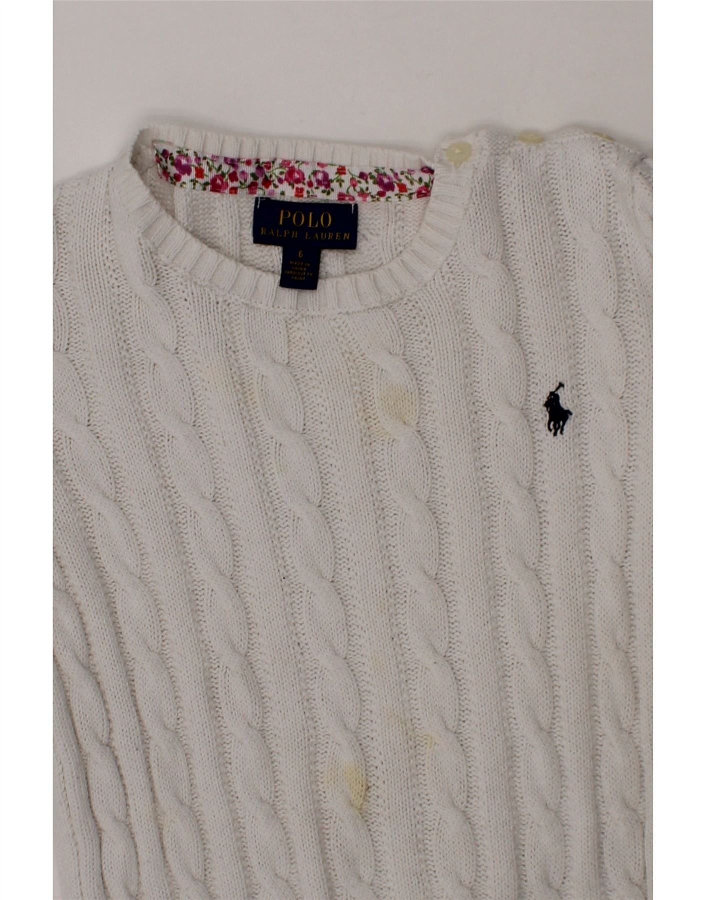 Polo Ralph Lauren Girls Crew Neck Jumper Sweater 5-6 Years White Cotton Size XXL / US 16-18 / IT 52-54 - 4 Thumbnail