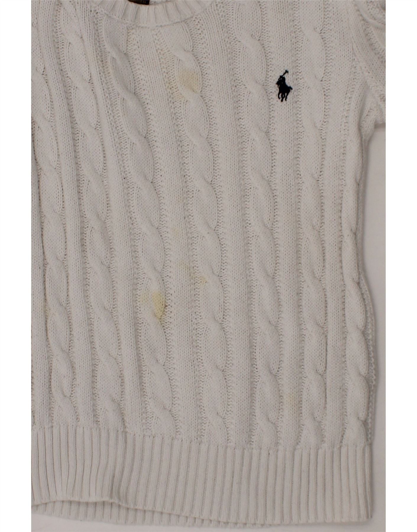 Polo Ralph Lauren Girls Crew Neck Jumper Sweater 5-6 Years White Cotton Size XXL / US 16-18 / IT 52-54 - 3 Thumbnail