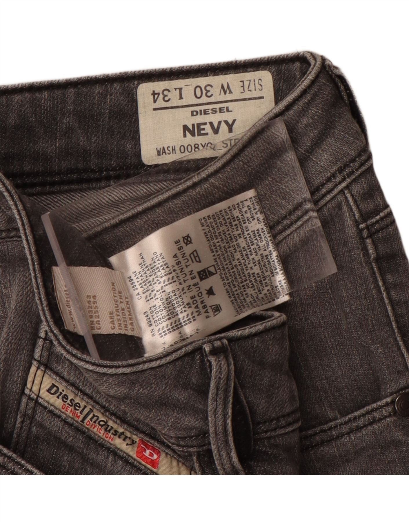 Diesel Womens Nevy Slim Jeans W30 L34 Grey Cotton Size 42" / US 20 - 4 Thumbnail