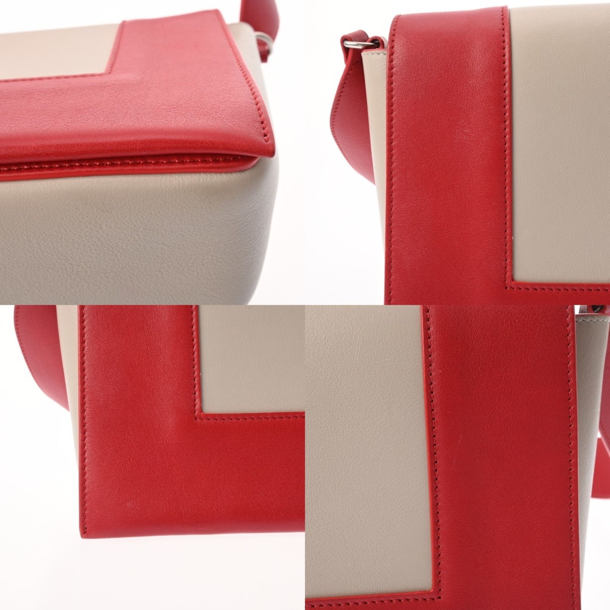 Celine CELINE Frame Medium Shoulder Bag in Red/Gray, Women's Leather Size ONE SIZE - 6 Thumbnail