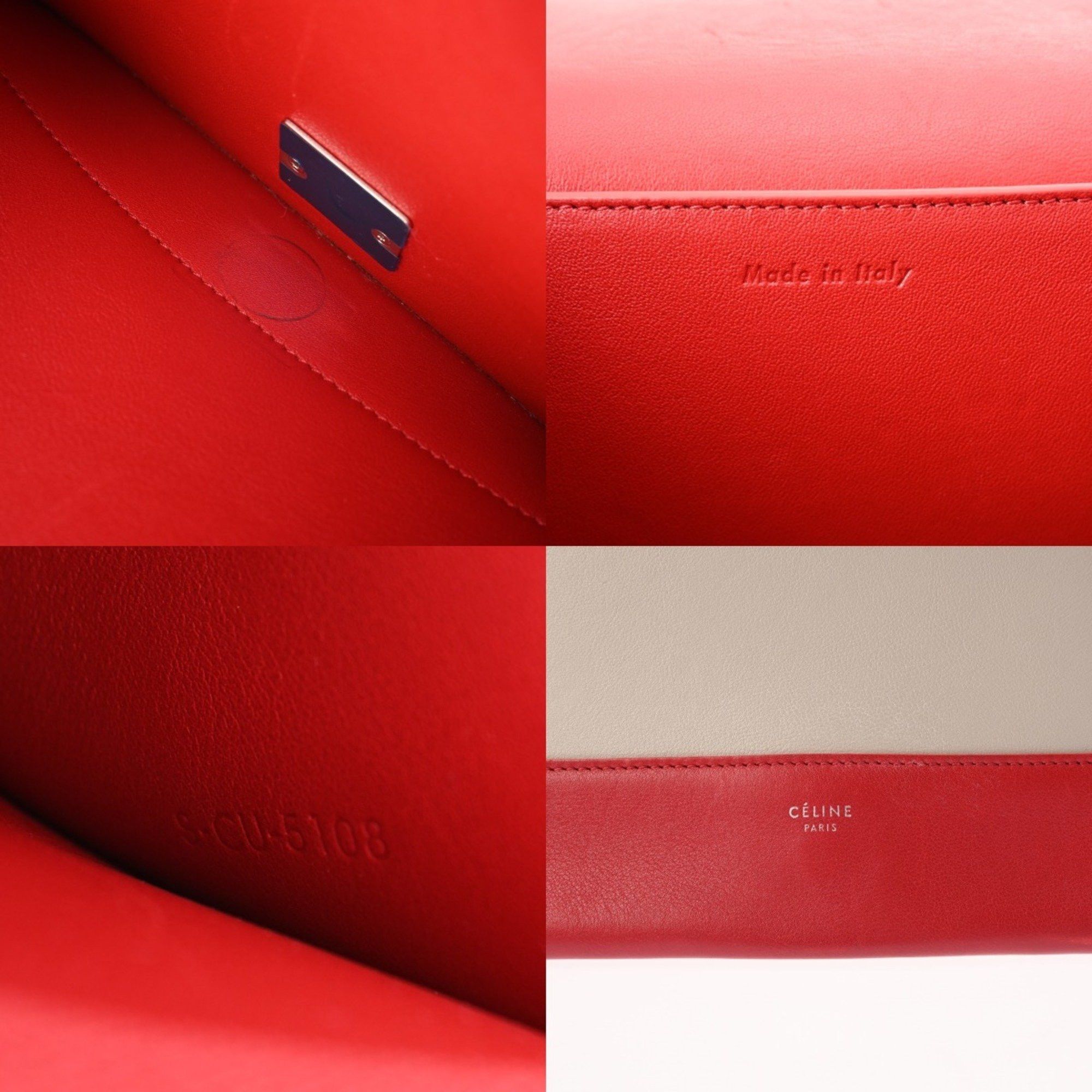 Celine CELINE Frame Medium Shoulder Bag in Red/Gray, Women's Leather Size ONE SIZE - 11 Thumbnail