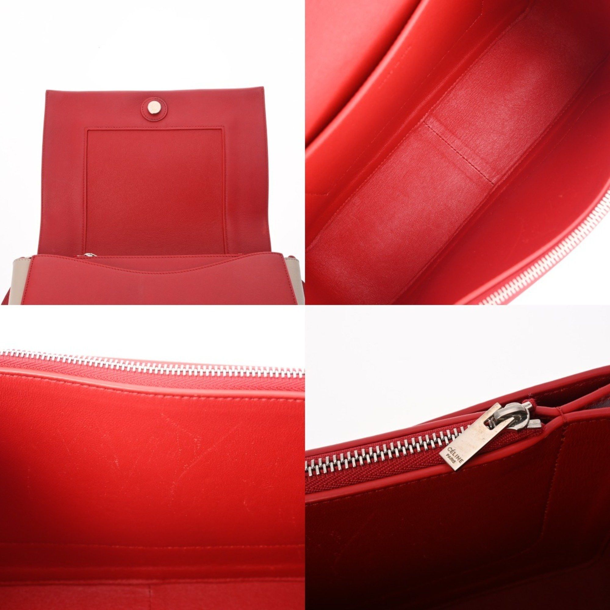 Celine CELINE Frame Medium Shoulder Bag in Red/Gray, Women's Leather Size ONE SIZE - 9 Thumbnail
