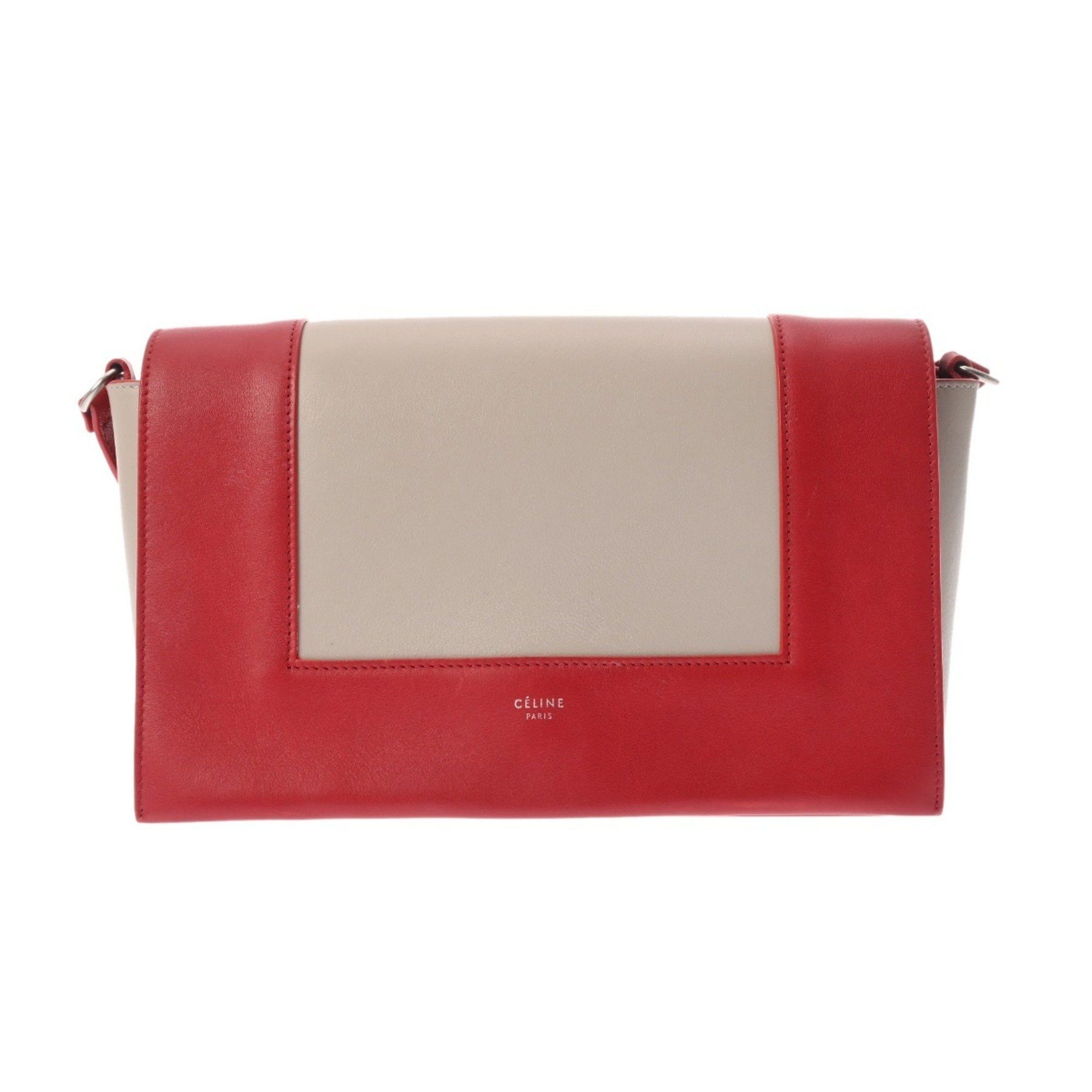 Celine CELINE Frame Medium Shoulder Bag in Red/Gray, Women's Leather Size ONE SIZE - 2 Thumbnail