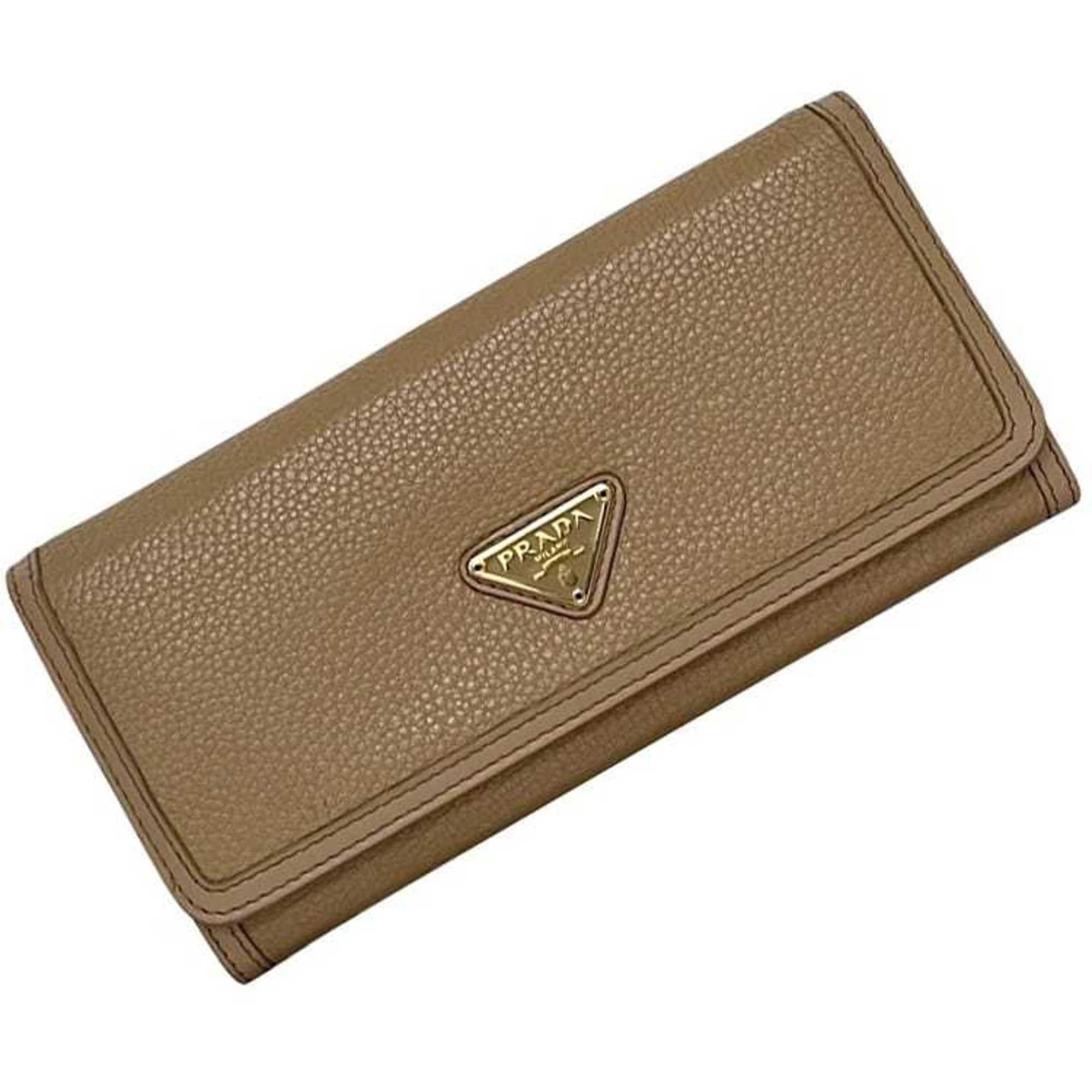 Prada Prada bifold long wallet ec-24229 beige 1MH132 leather 181 PRADA triangle men's women's Size ONE SIZE - 2 Thumbnail