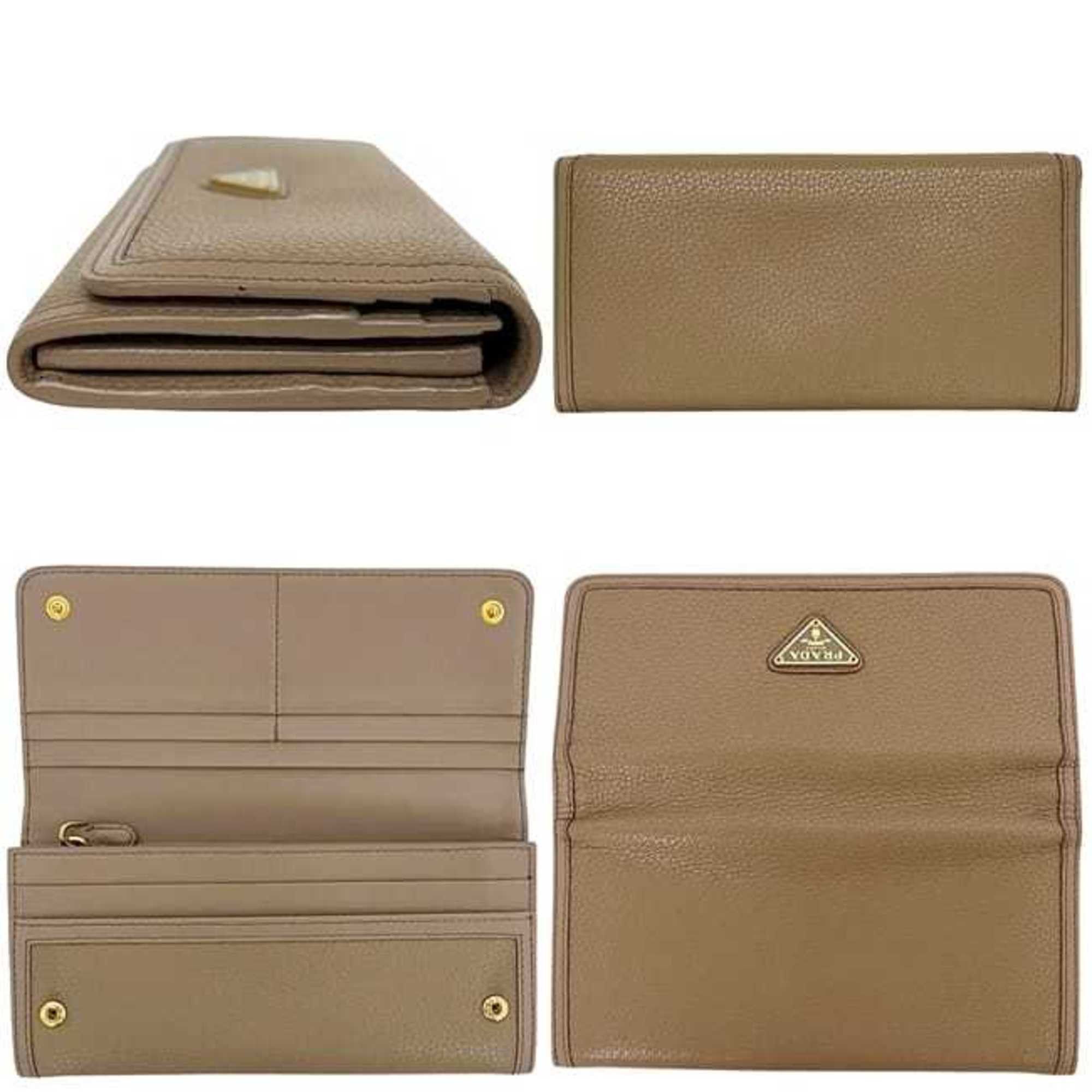 Prada Prada bifold long wallet ec-24229 beige 1MH132 leather 181 PRADA triangle men's women's Size ONE SIZE - 3 Thumbnail