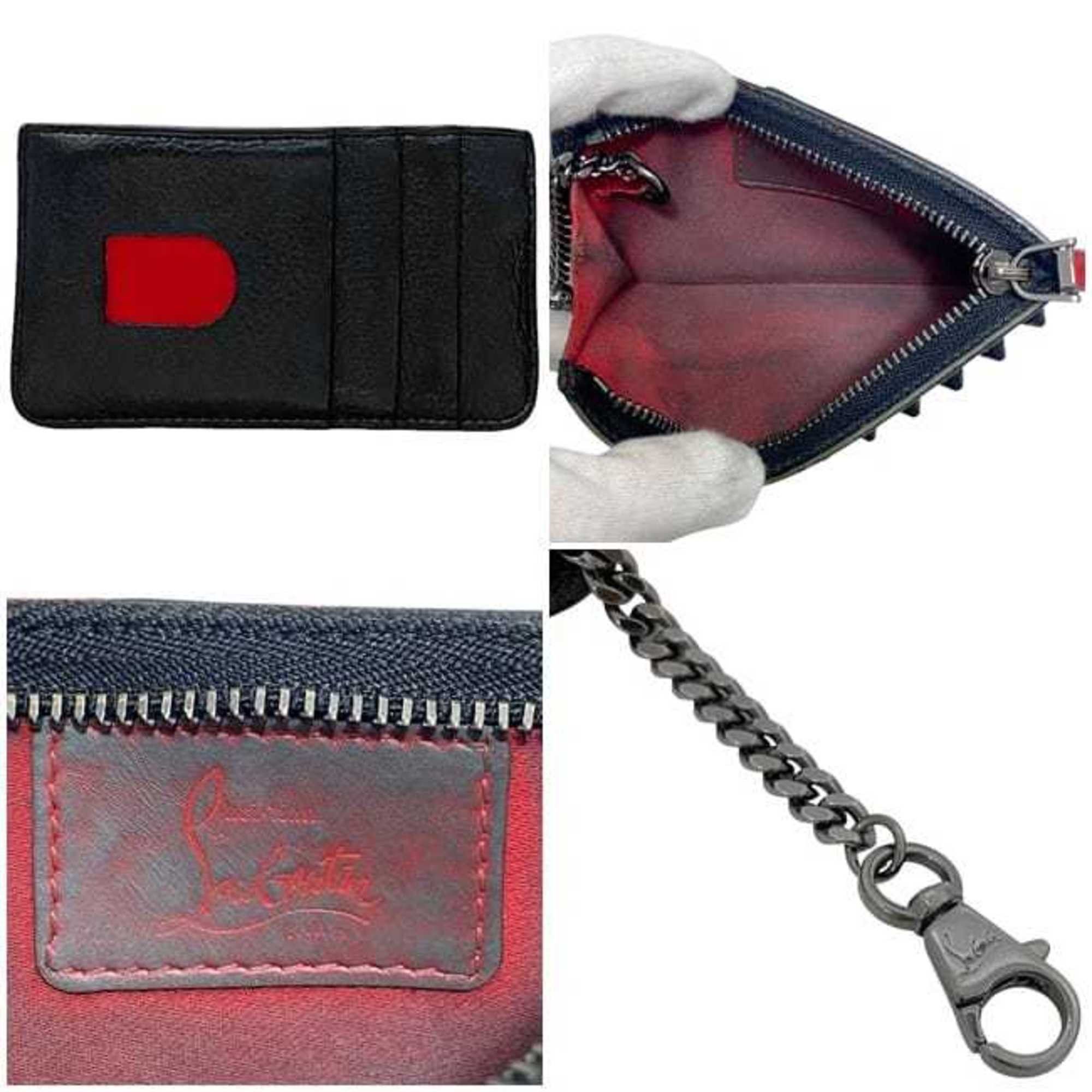 Christian Louboutin Christian Louboutin Coin Case ec-24125 Black 3185062 Leather Purse Card Holder Studded Panettone Key Ring Men's Women's Size ONE SIZE - 4 Thumbnail