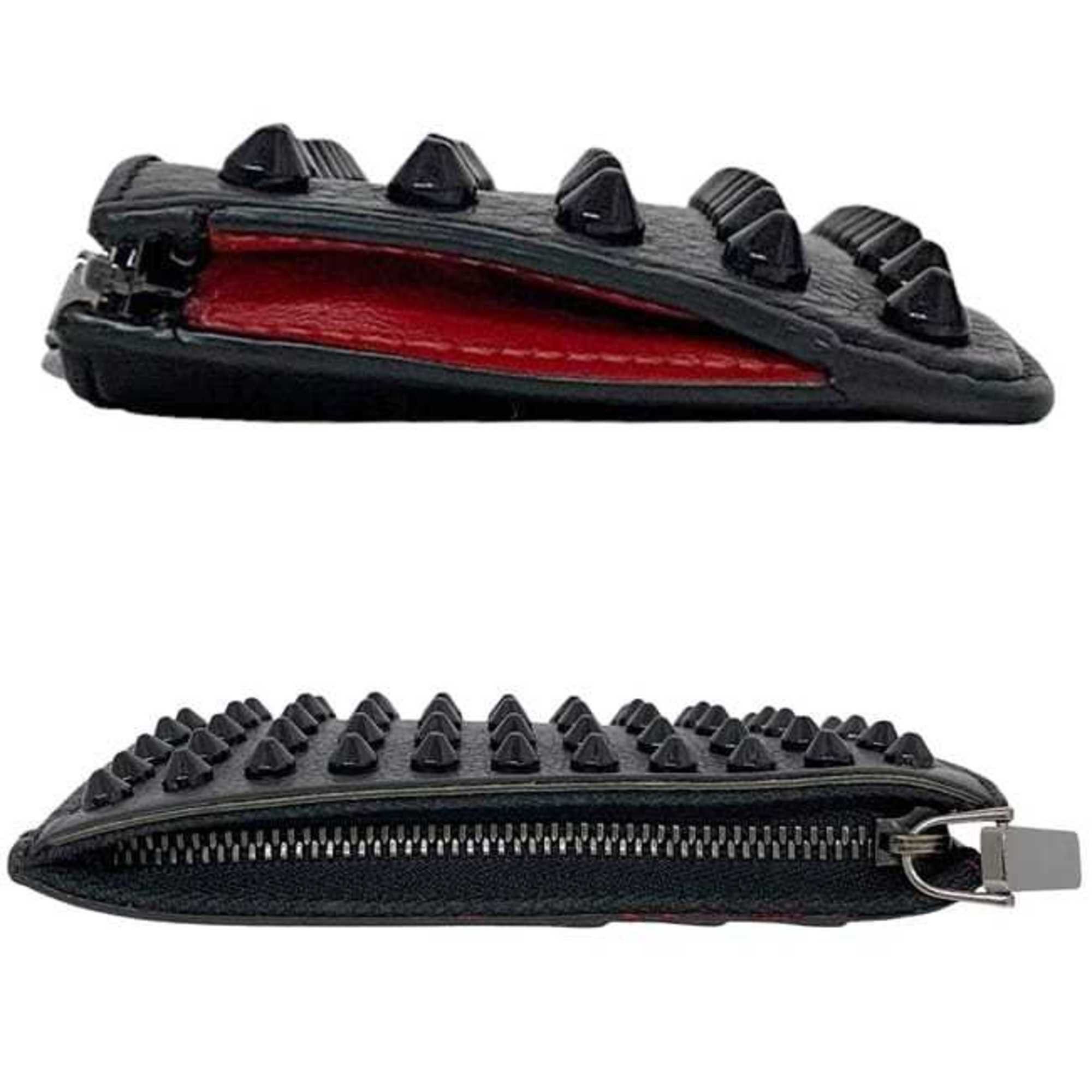 Christian Louboutin Christian Louboutin Coin Case ec-24125 Black 3185062 Leather Purse Card Holder Studded Panettone Key Ring Men's Women's Size ONE SIZE - 3 Thumbnail