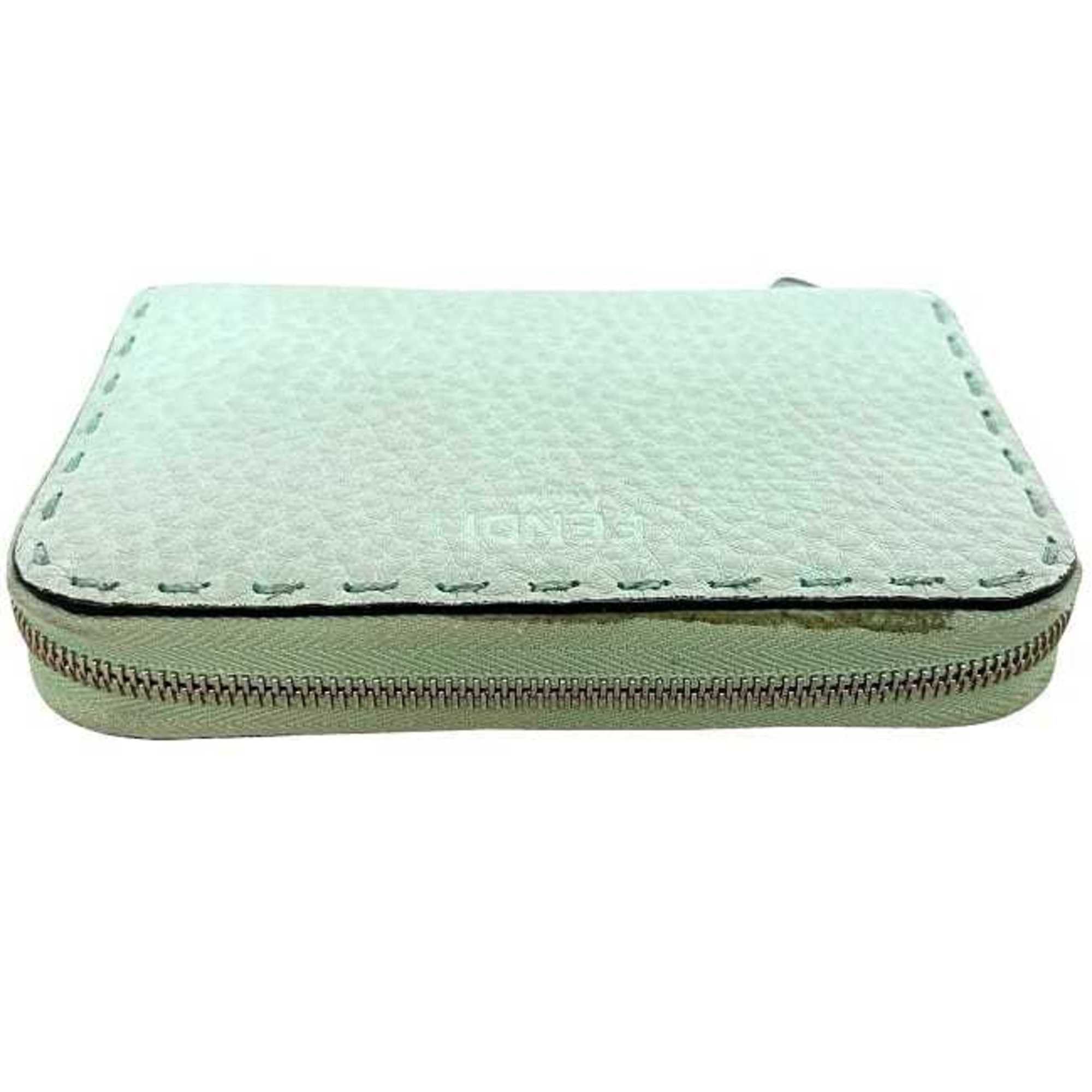 Fendi Fendi coin case ec-24208 light green Selleria 8M343 purse leather S1R 188 02 FENDI compact men's women's stitching earth tones mint Size ONE SIZE - 4 Thumbnail