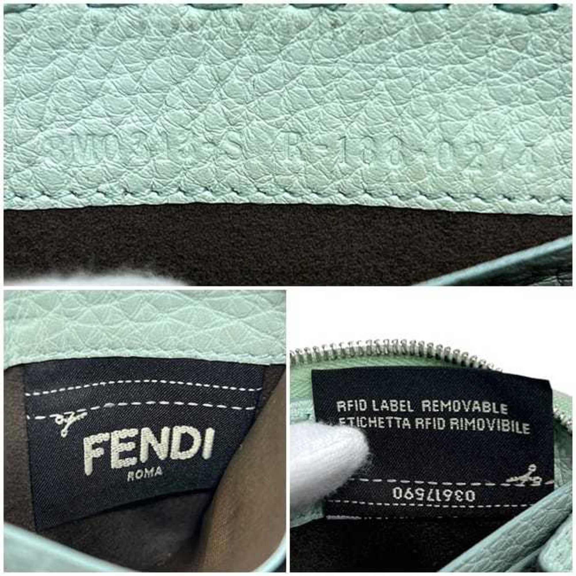 Fendi Fendi coin case ec-24208 light green Selleria 8M343 purse leather S1R 188 02 FENDI compact men's women's stitching earth tones mint Size ONE SIZE - 8 Thumbnail