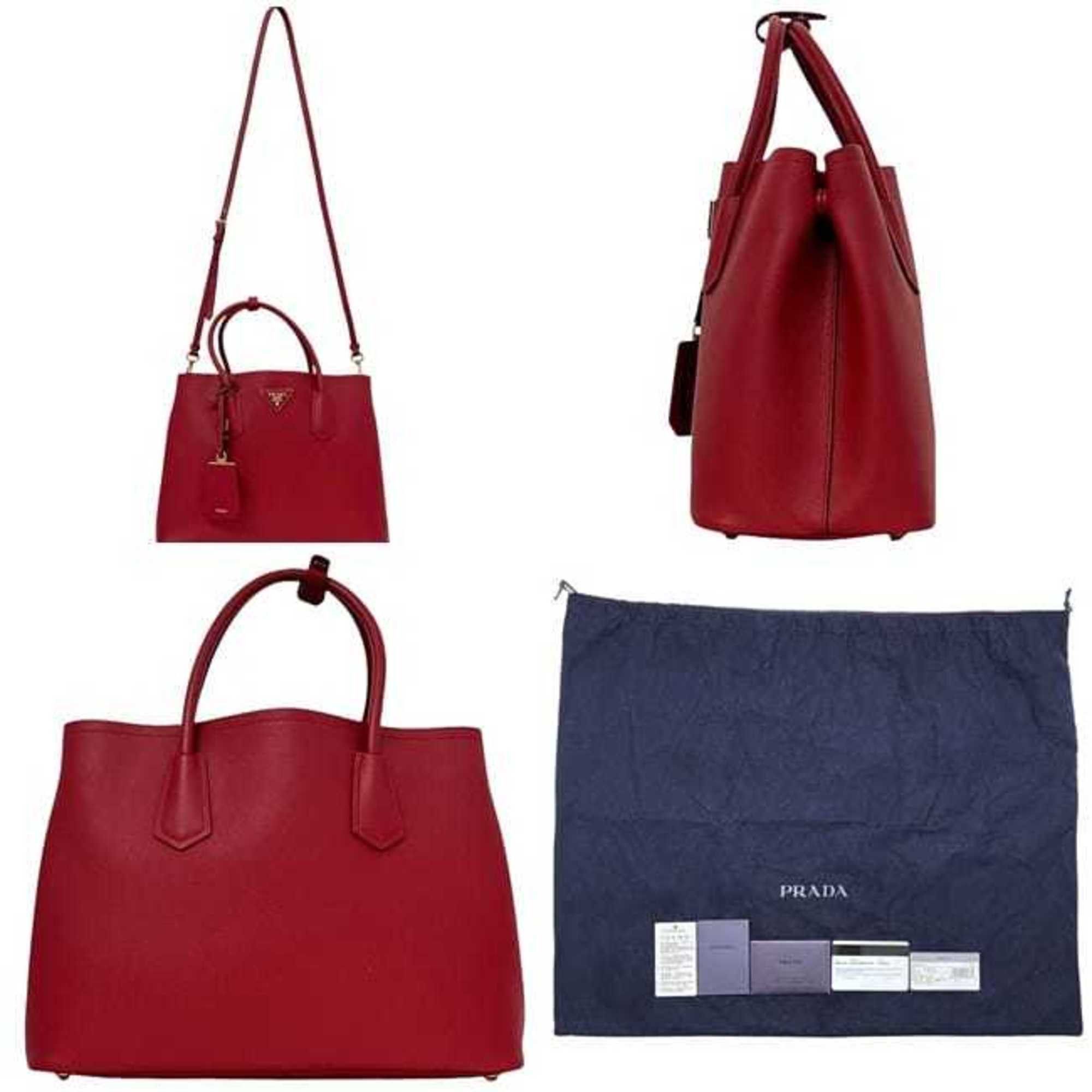 Prada Prada 2-way bag f-24234 Red FUOCO CUIR BN2775 Saffiano leather 186 PRADA Triangle tote for women Size ONE SIZE - 3 Thumbnail