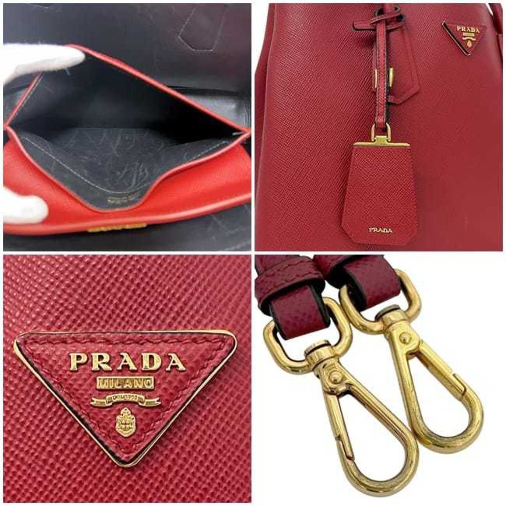 Prada Prada 2-way bag f-24234 Red FUOCO CUIR BN2775 Saffiano leather 186 PRADA Triangle tote for women Size ONE SIZE - 6 Thumbnail