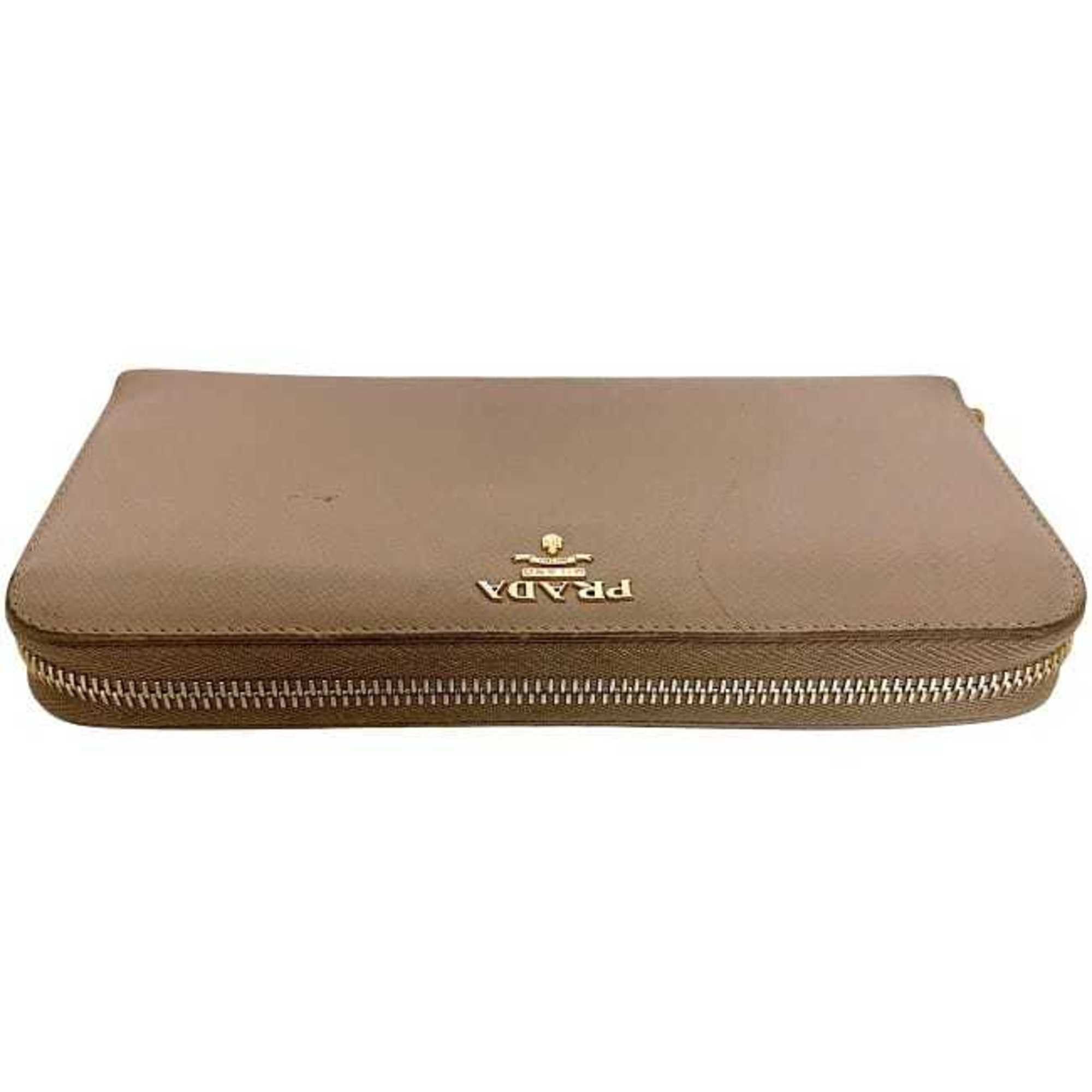 Prada Prada Round Long Wallet ec-24171 Pink Beige CAMMEO 1ML506 Saffiano Leather 73E PRADA Hardware Men's Women's Size ONE SIZE - 7 Thumbnail