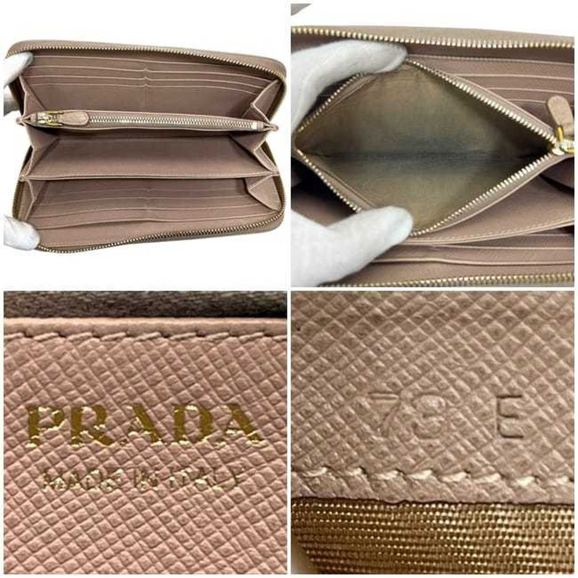 Prada Prada Round Long Wallet ec-24171 Pink Beige CAMMEO 1ML506 Saffiano Leather 73E PRADA Hardware Men's Women's Size ONE SIZE - 4 Thumbnail