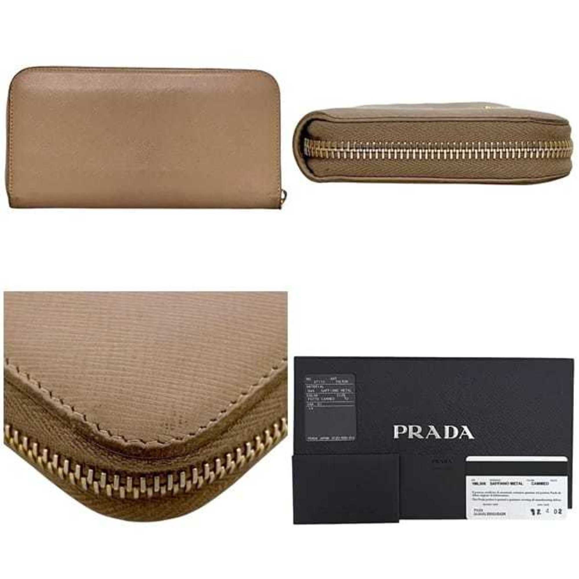 Prada Prada Round Long Wallet ec-24171 Pink Beige CAMMEO 1ML506 Saffiano Leather 73E PRADA Hardware Men's Women's Size ONE SIZE - 3 Thumbnail