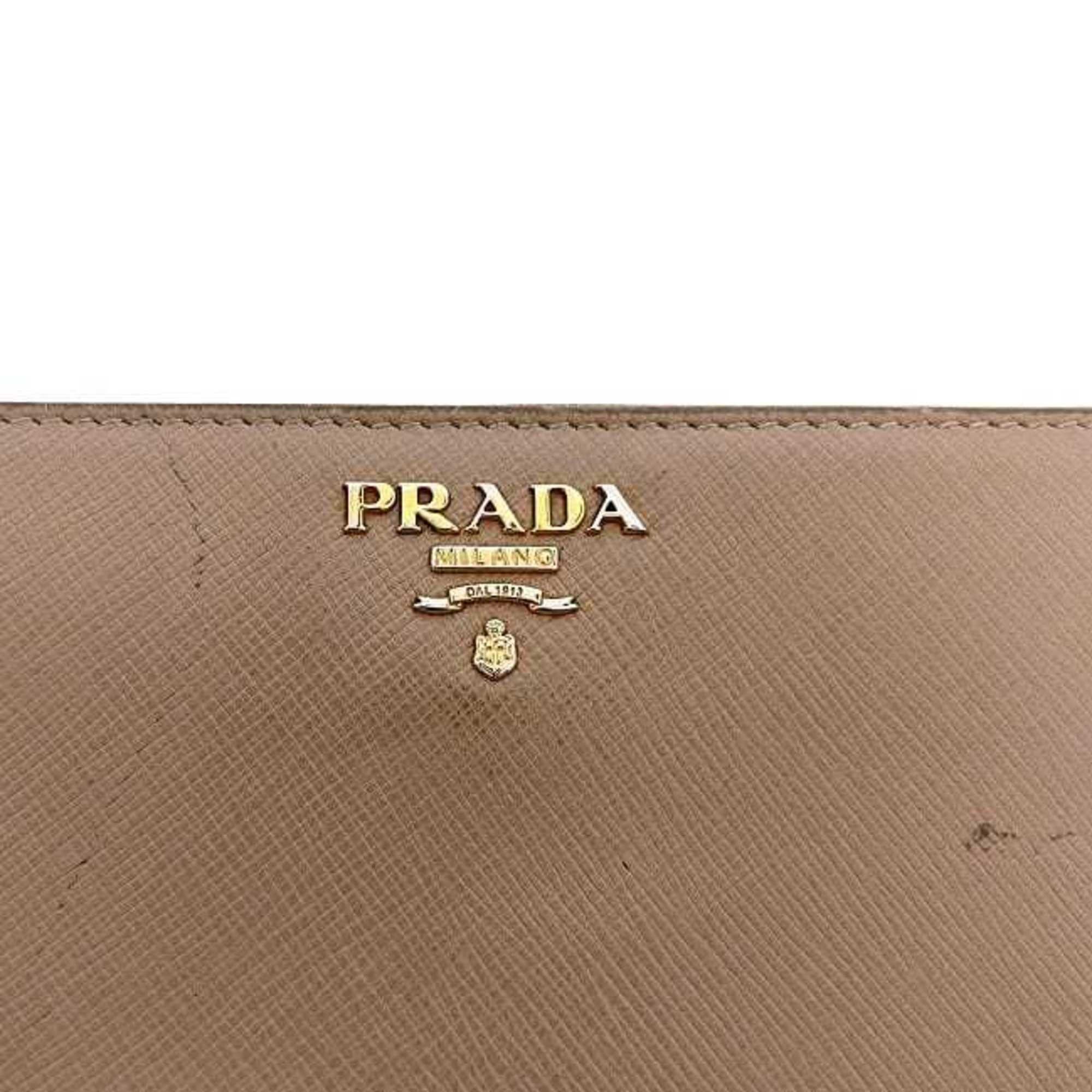 Prada Prada Round Long Wallet ec-24171 Pink Beige CAMMEO 1ML506 Saffiano Leather 73E PRADA Hardware Men's Women's Size ONE SIZE - 9 Thumbnail