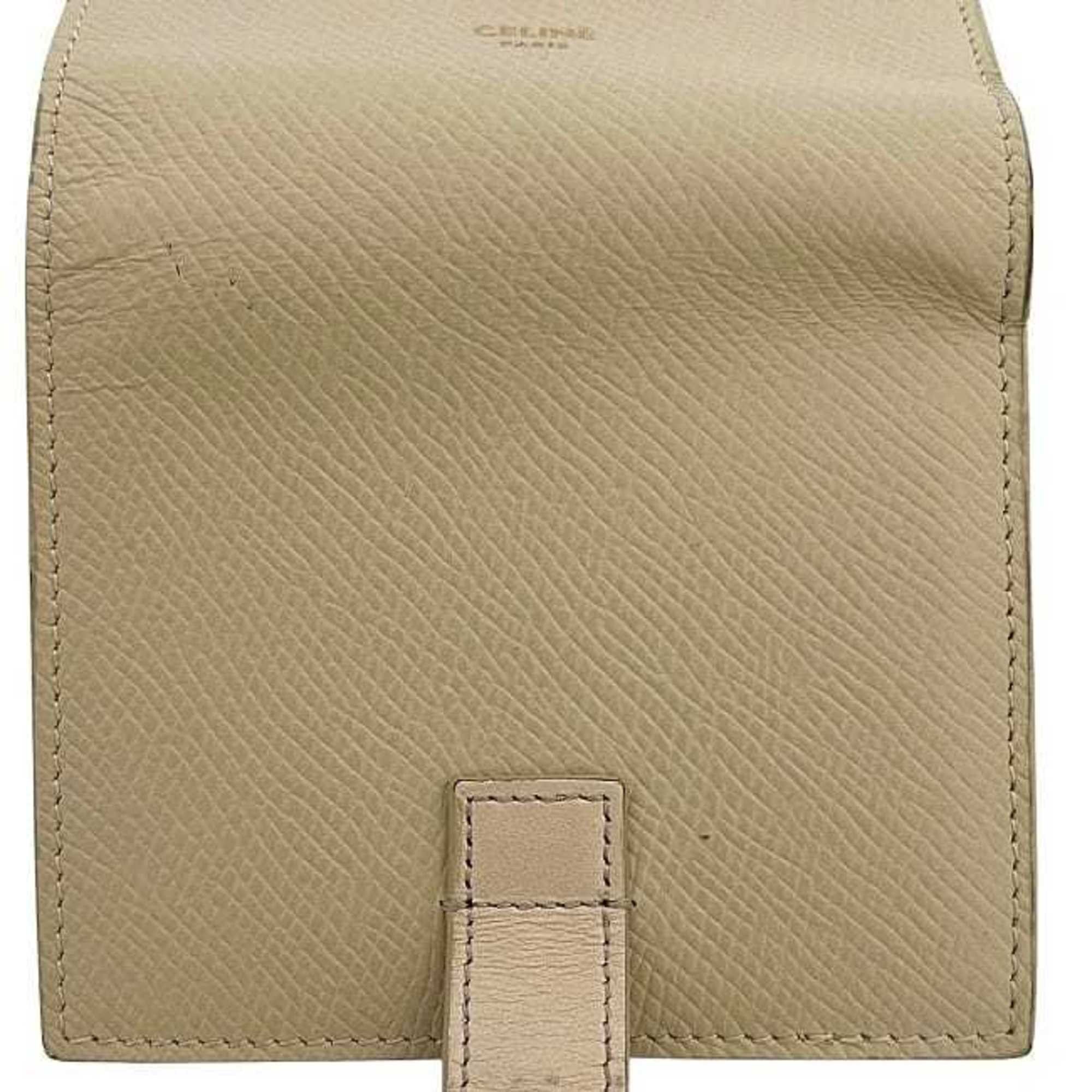 Celine Celine Bifold Small Strap Bag f-24264 Cream Beige 10H263BRU.03LW Leather S-FG-4280 CELINE Flap Grained Women's and Men's Size ONE SIZE - 7 Thumbnail