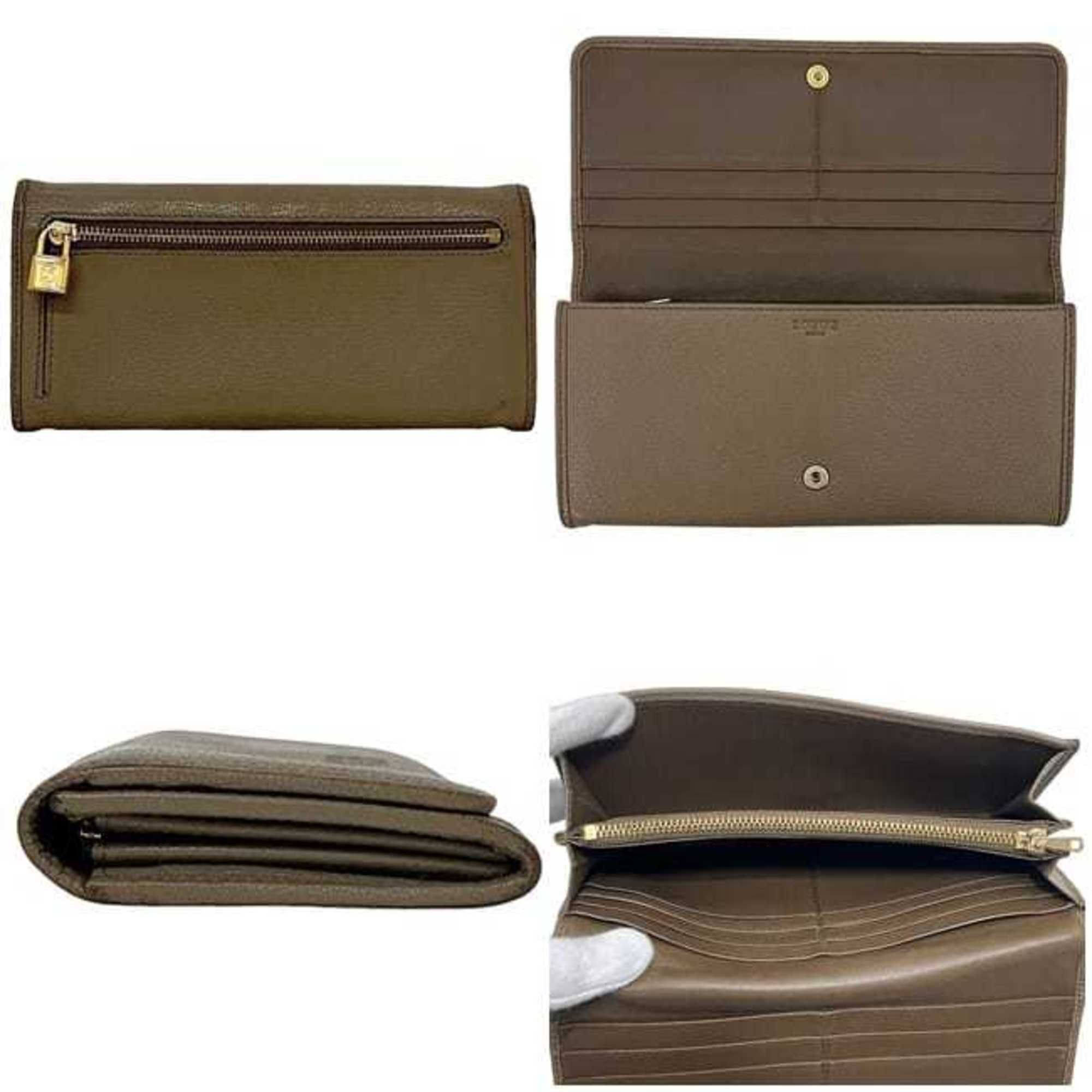 Loewe LOEWE Bifold Long Wallet ec-24228 Beige Amazona Leather 061110 Flap Anagram Women's Men's Size ONE SIZE - 3 Thumbnail
