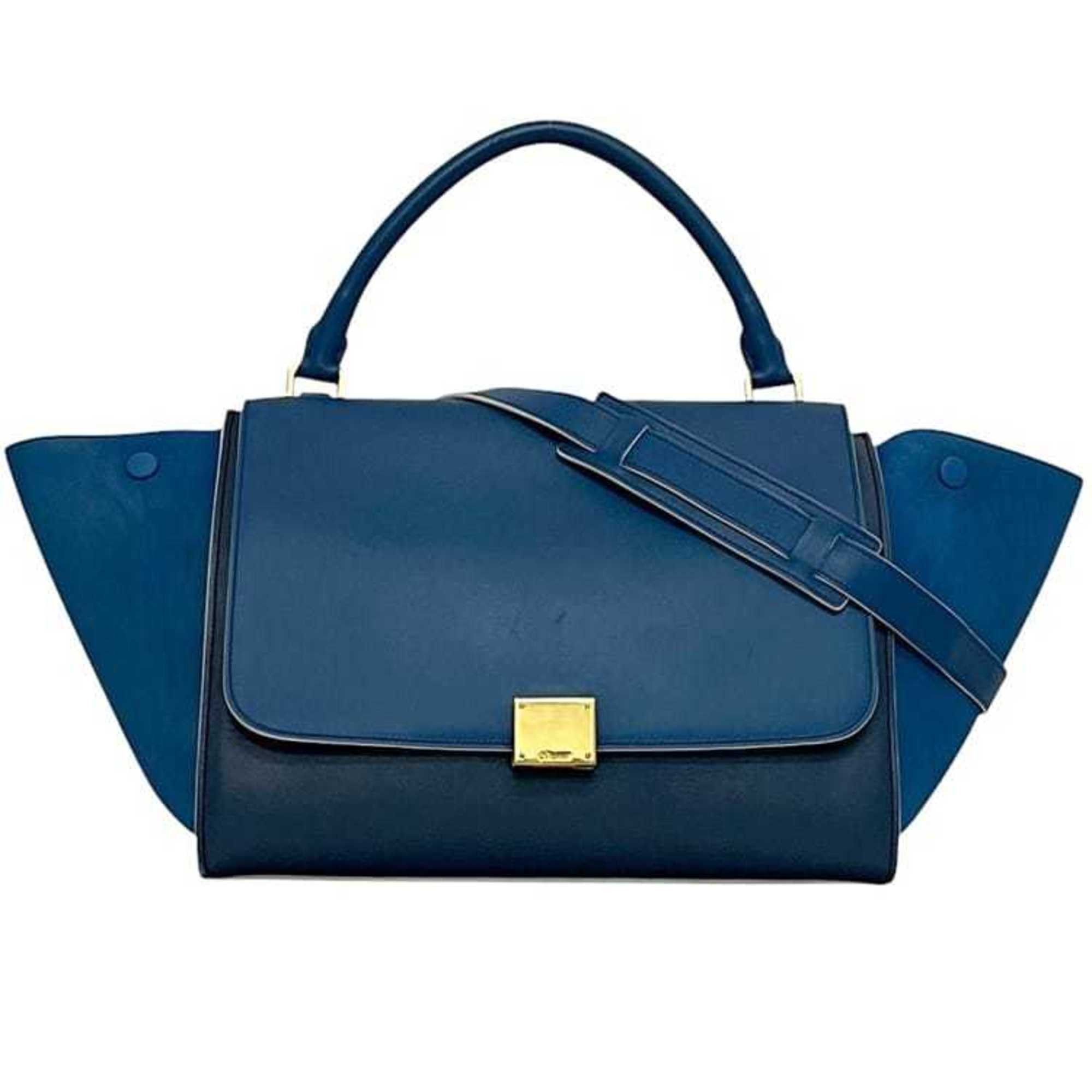 Celine Celine 2-way bag Trapeze f-24240 Blue Navy Leather S-VP-4125/S-MM-4145 CELINE handbag flap shoulder blue navy ladies Size ONE SIZE - 2 Thumbnail