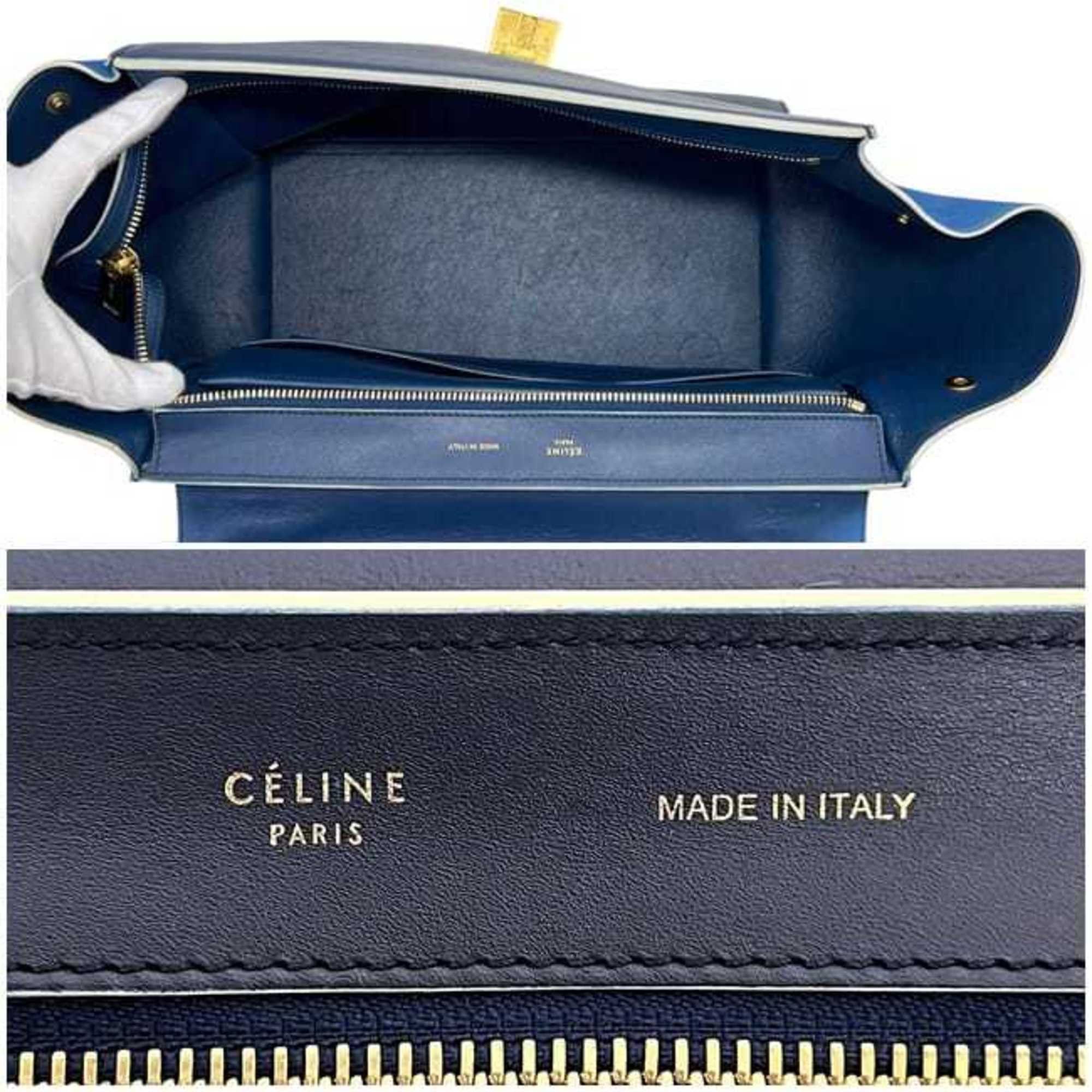 Celine Celine 2-way bag Trapeze f-24240 Blue Navy Leather S-VP-4125/S-MM-4145 CELINE handbag flap shoulder blue navy ladies Size ONE SIZE - 4 Thumbnail