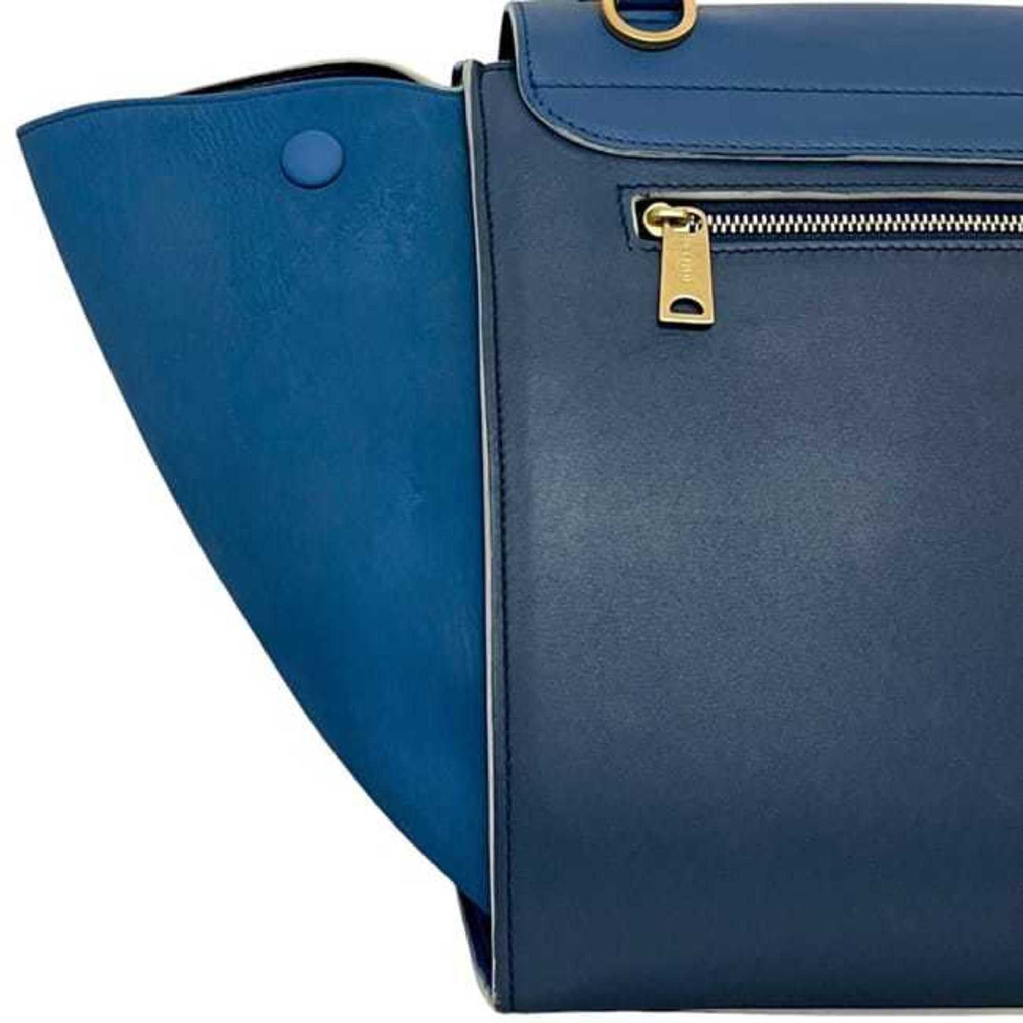 Celine Celine 2-way bag Trapeze f-24240 Blue Navy Leather S-VP-4125/S-MM-4145 CELINE handbag flap shoulder blue navy ladies Size ONE SIZE - 10 Thumbnail