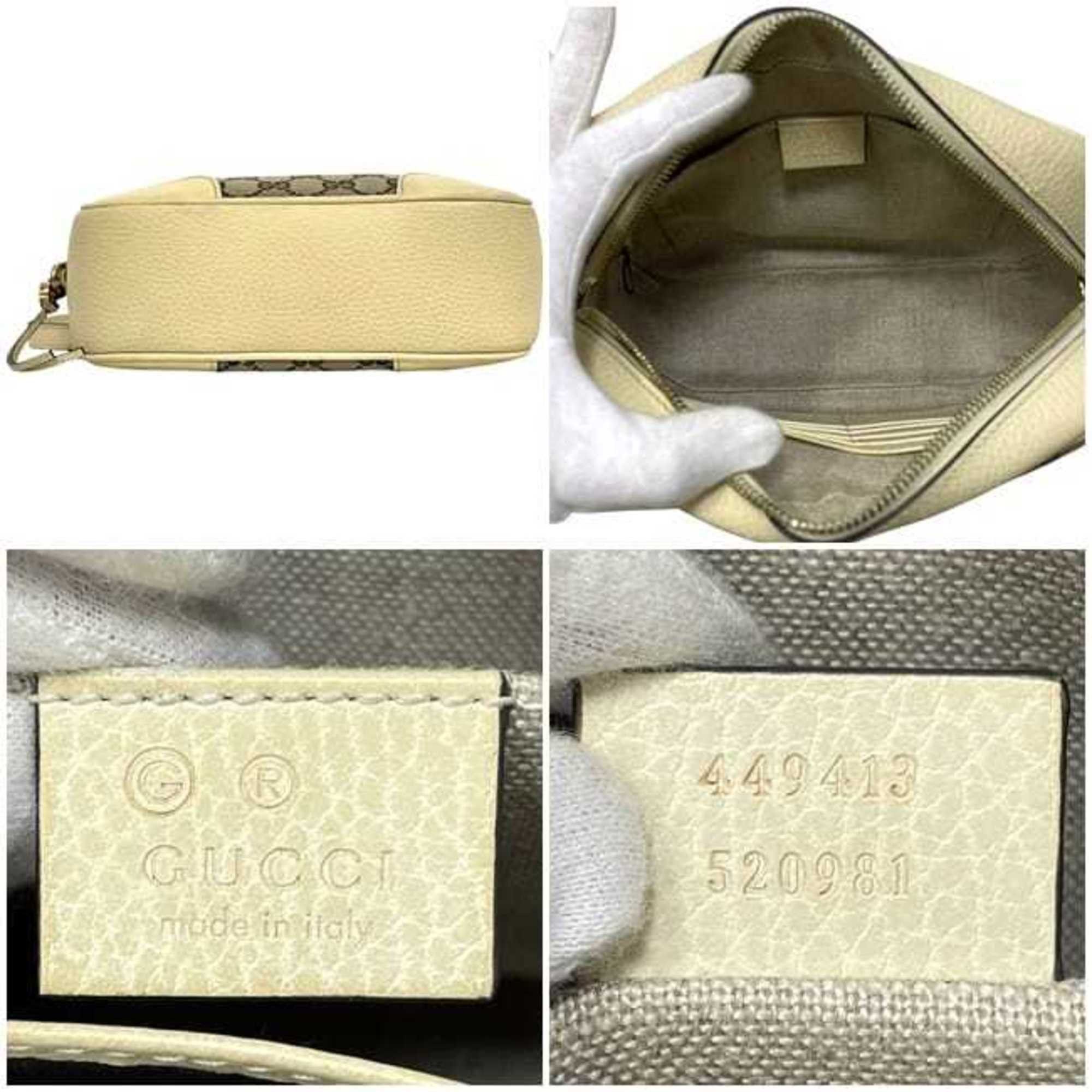 Gucci Gucci Shoulder Bag f-24235 Beige Cream White 449413 Canvas Leather 520981 GUCCI Crossbody GG for Men and Women Size ONE SIZE - 4 Thumbnail