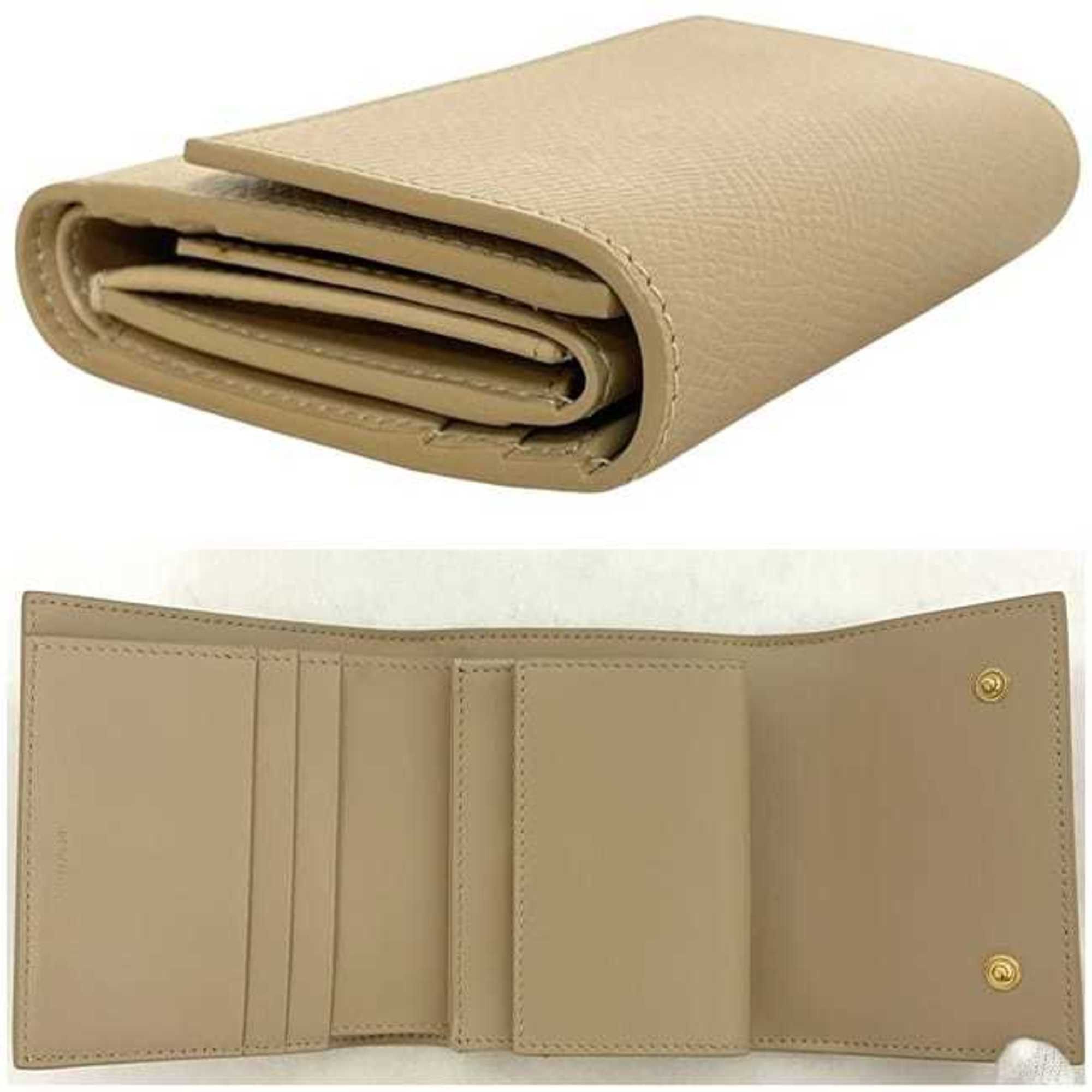 Celine Celine Small Trifold f-24327 Beige 10B573BEL Leather W-IE-4169 CELINE Compact Grained Men's and Women's Size ONE SIZE - 3 Thumbnail