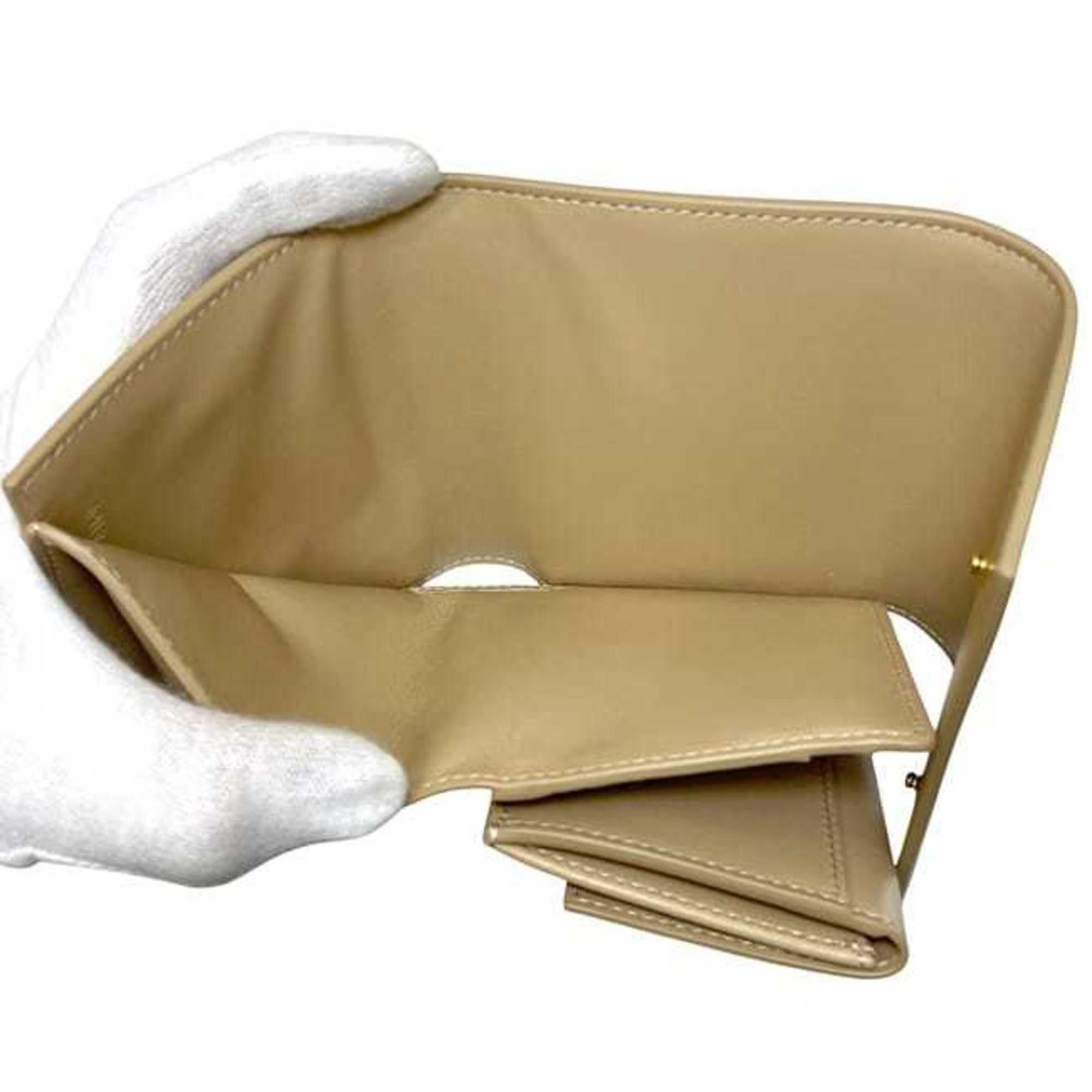 Celine Celine Small Trifold f-24327 Beige 10B573BEL Leather W-IE-4169 CELINE Compact Grained Men's and Women's Size ONE SIZE - 5 Thumbnail