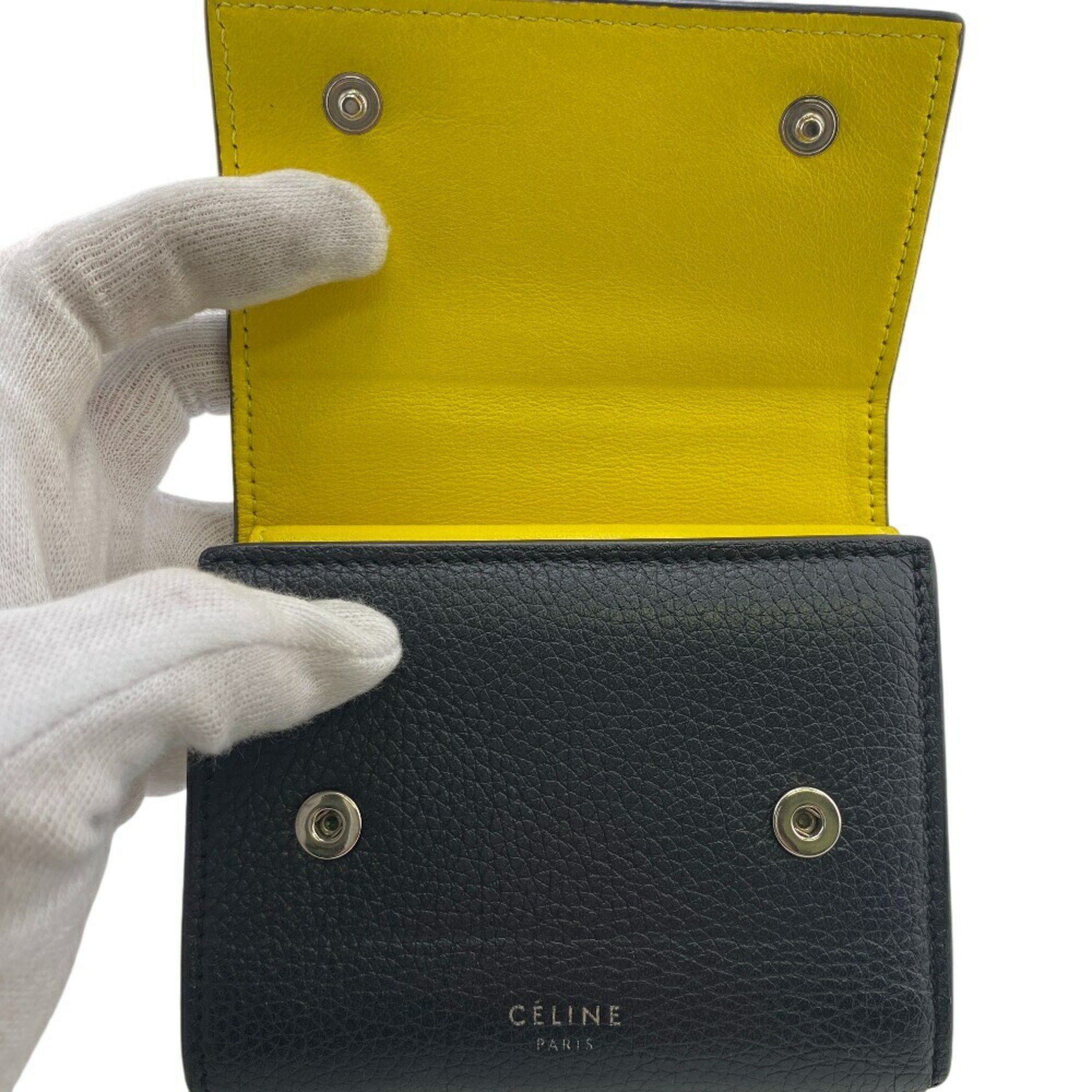Celine CELINE U-IE-0168 Folded Multi-function Trifold Wallet Black Unisex Size ONE SIZE - 12 Thumbnail