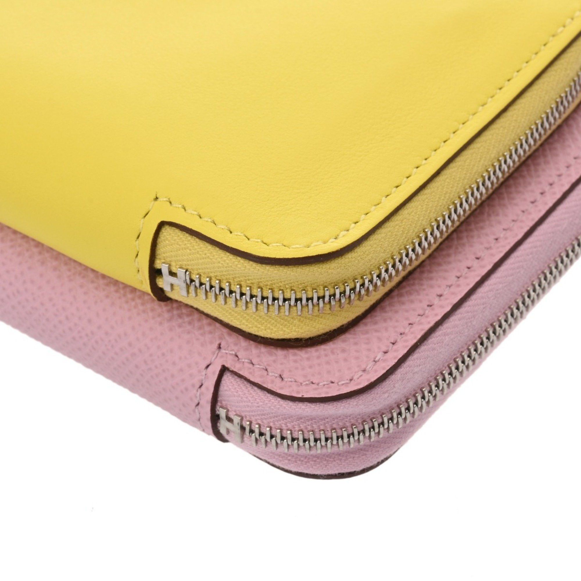 HERMES Nouveau To Go Lime Mauve Sylvestre B Stamp (circa 2023) Women's Swift Epson Long Wallet, Like New