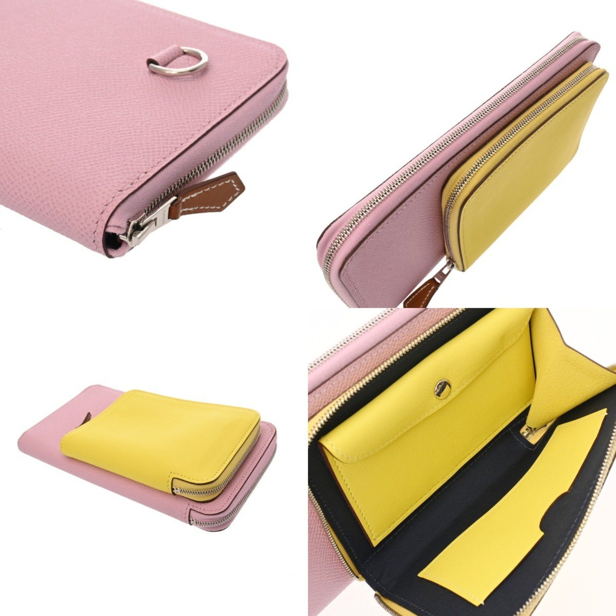HERMES Nouveau To Go Lime Mauve Sylvestre B Stamp (circa 2023) Women's Swift Epson Long Wallet, Like New