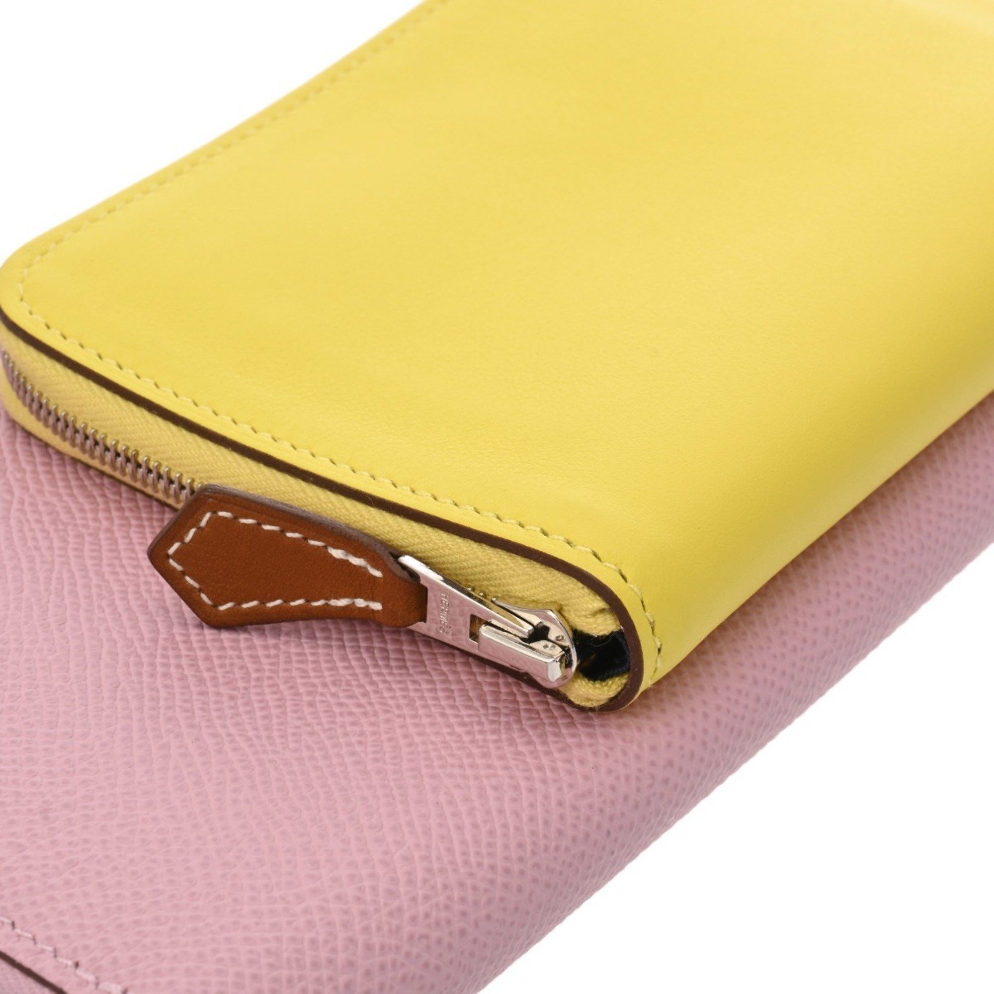 HERMES Nouveau To Go Lime Mauve Sylvestre B Stamp (circa 2023) Women's Swift Epson Long Wallet, Like New