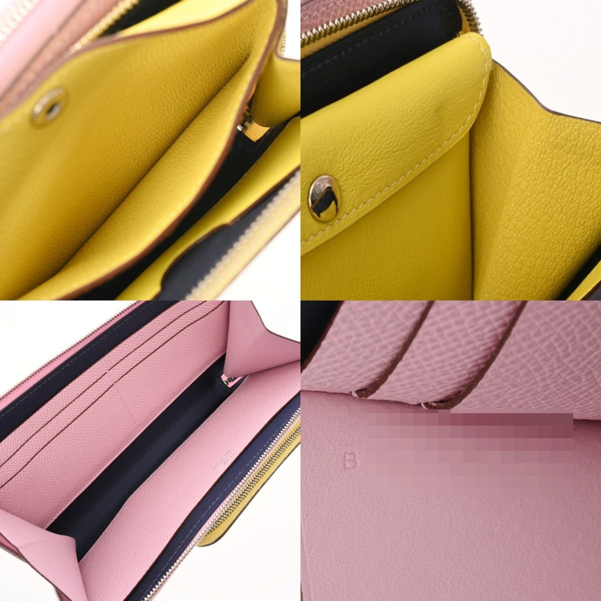 HERMES Nouveau To Go Lime Mauve Sylvestre B Stamp (circa 2023) Women's Swift Epson Long Wallet, Like New