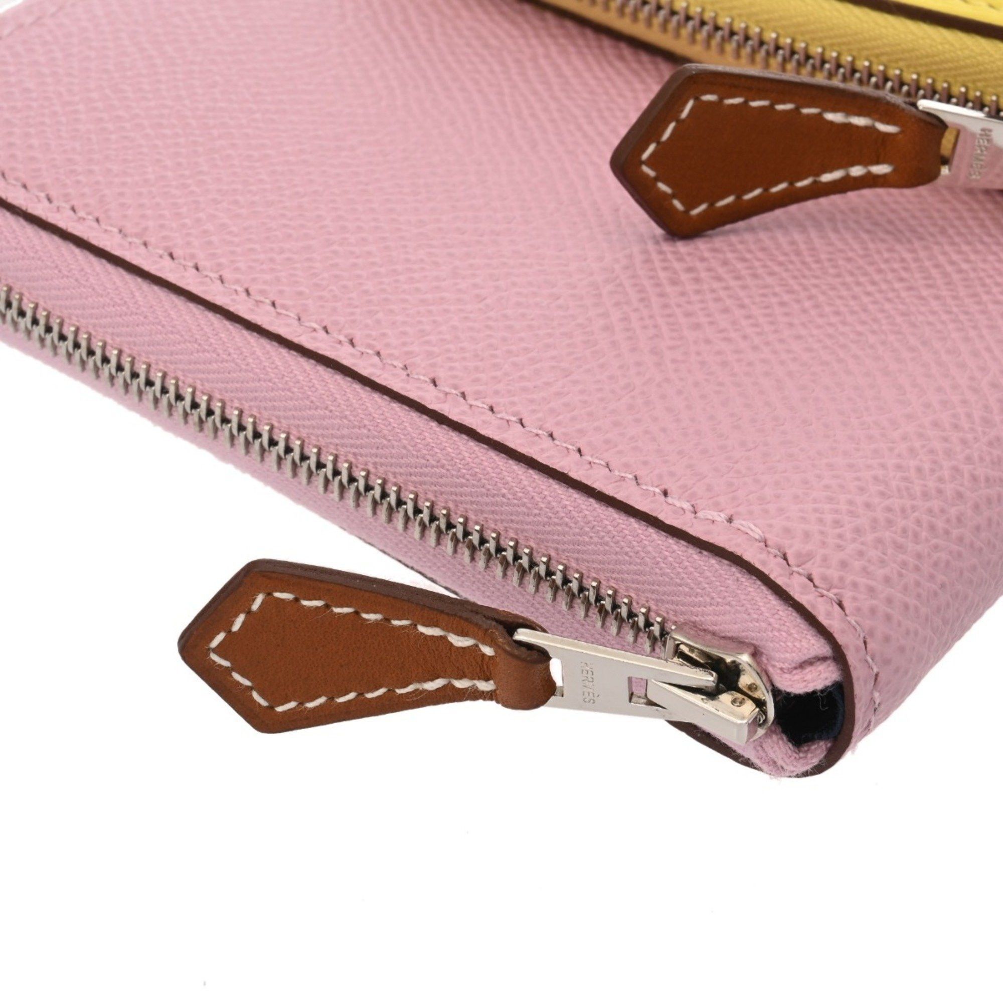 HERMES Nouveau To Go Lime Mauve Sylvestre B Stamp (circa 2023) Women's Swift Epson Long Wallet, Like New